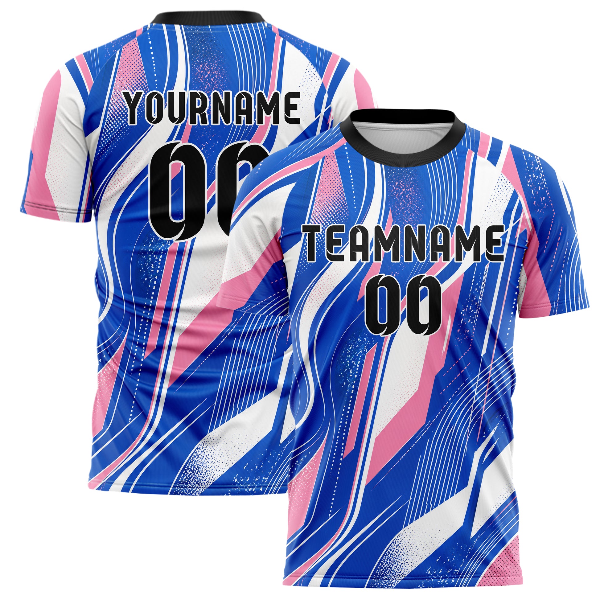 Royalblau klassisches abstrakte Linien wavy Parallel Curves Design 12-0006 individuelles Fußballtrikot main