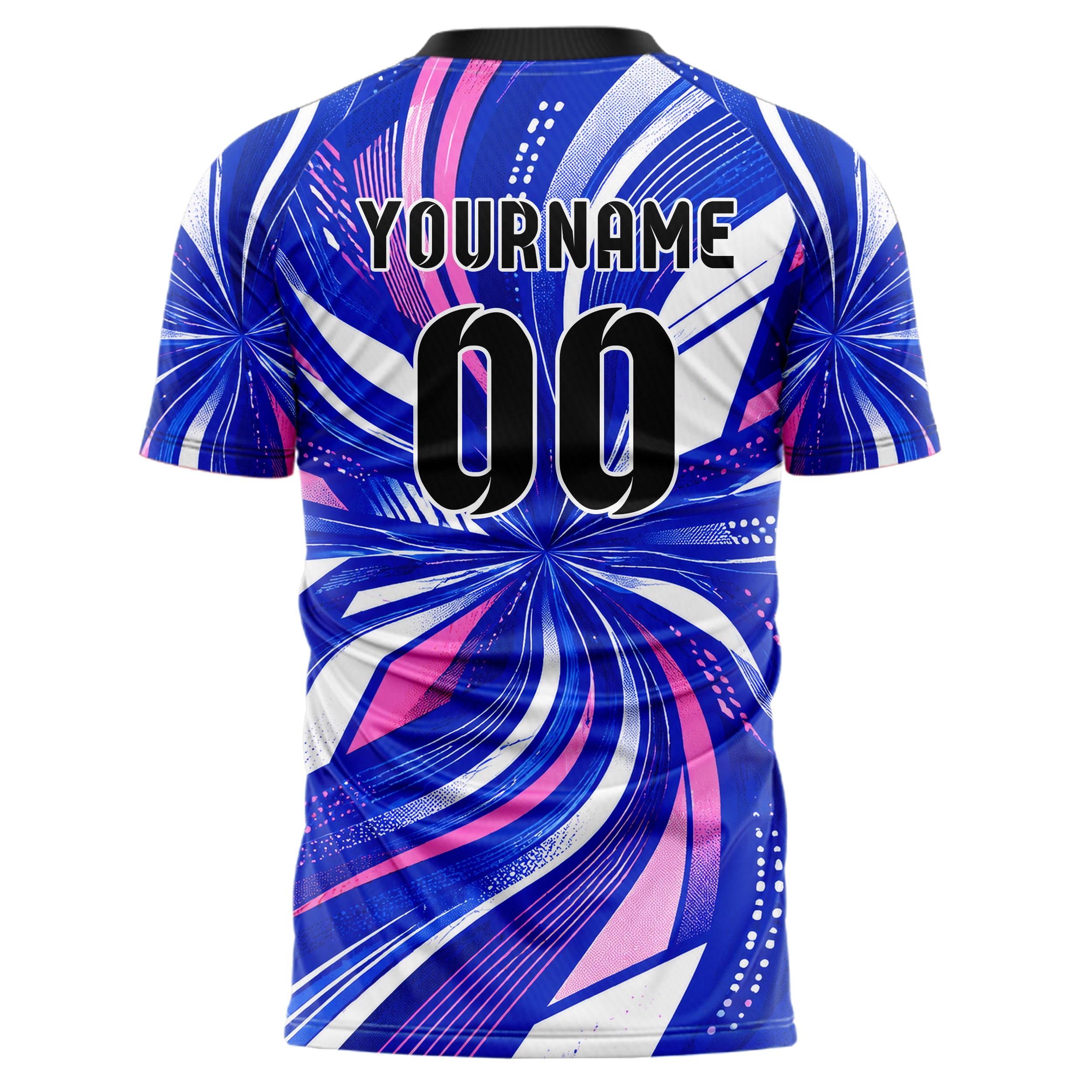 Royalblau klassisches abstrakte Linien wavy Parallel Curves Design 12-0174 individuelles Fußballtrikot back