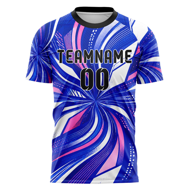 Royalblau klassisches abstrakte Linien wavy Parallel Curves Design 12-0174 individuelles Fußballtrikot front