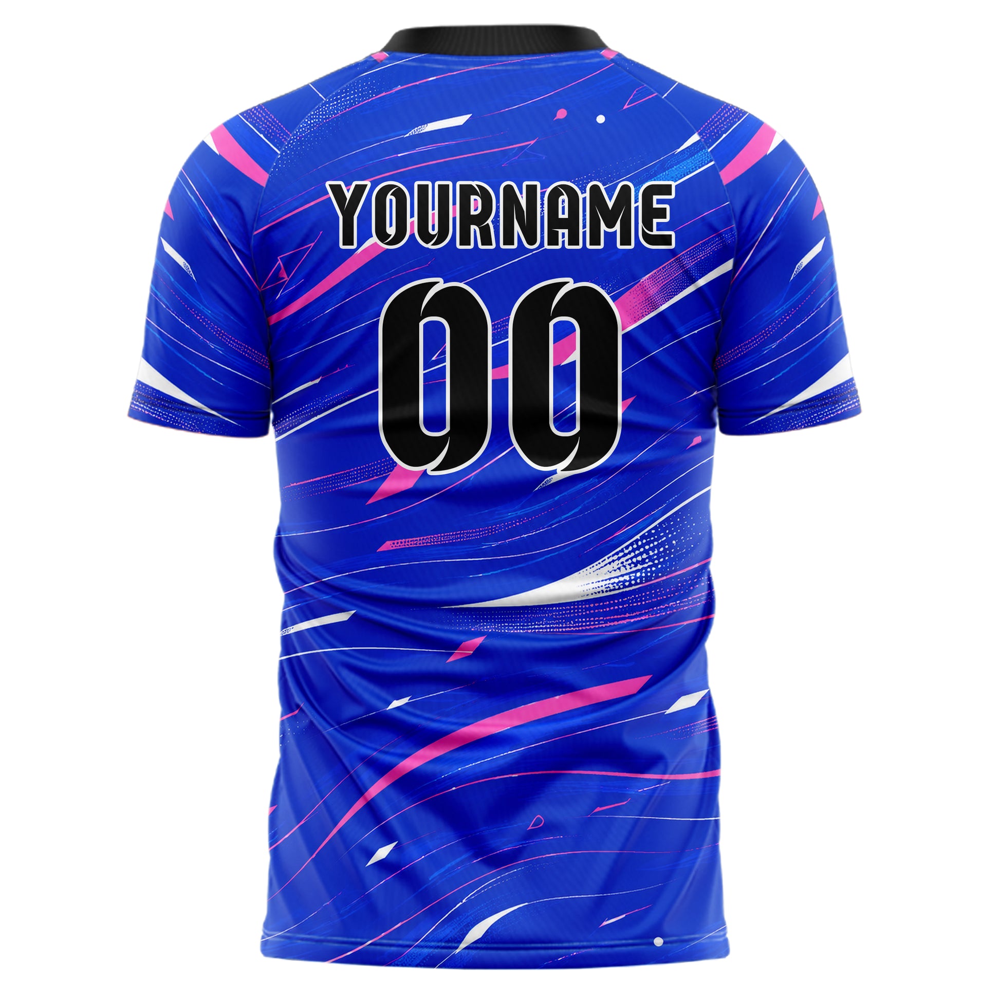 Royalblau klassisches abstrakte Linien wavy Parallel Curves Design 12-0582 individuelles Fußballtrikot back
