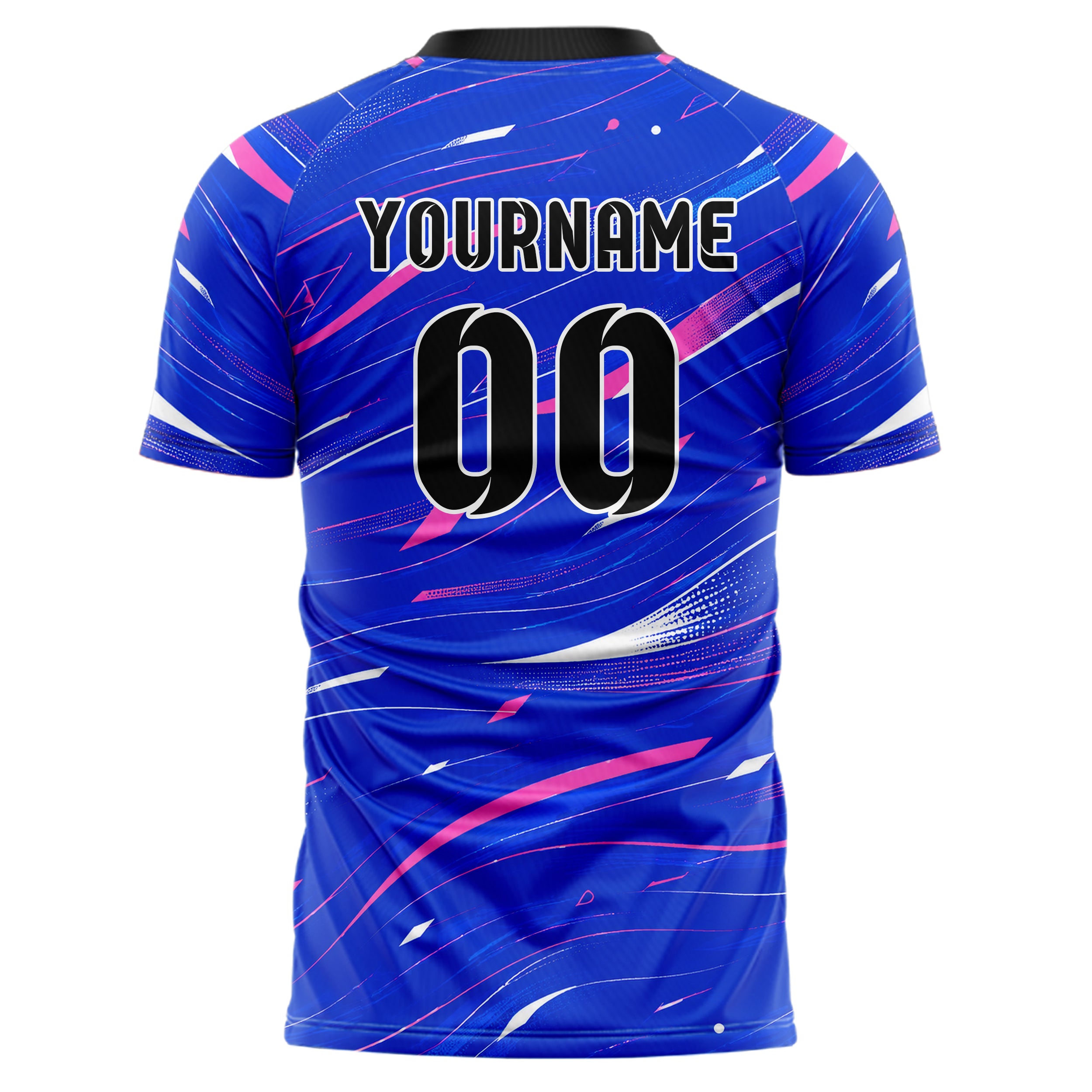 Royalblau klassisches abstrakte Linien wavy Parallel Curves Design 12-0582 individuelles Fußballtrikot back