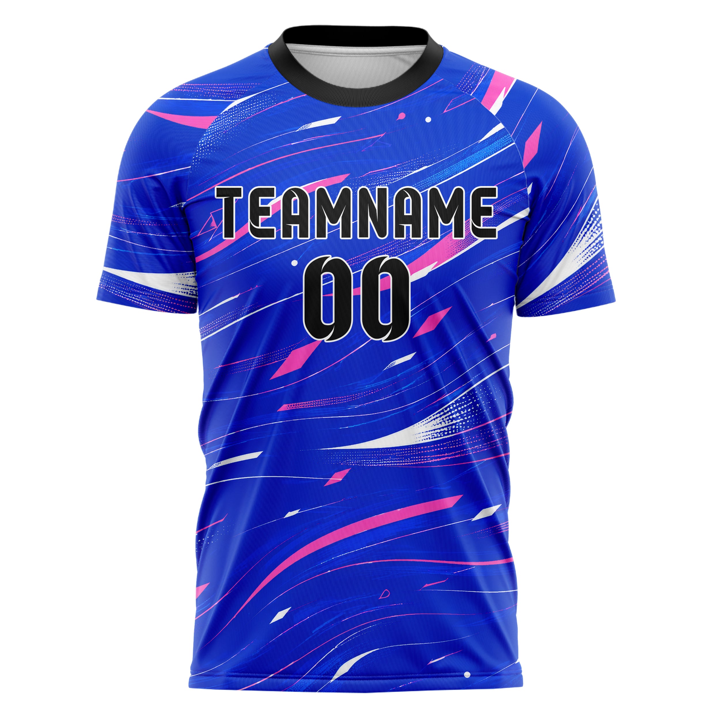 Royalblau klassisches abstrakte Linien wavy Parallel Curves Design 12-0582 individuelles Fußballtrikot front