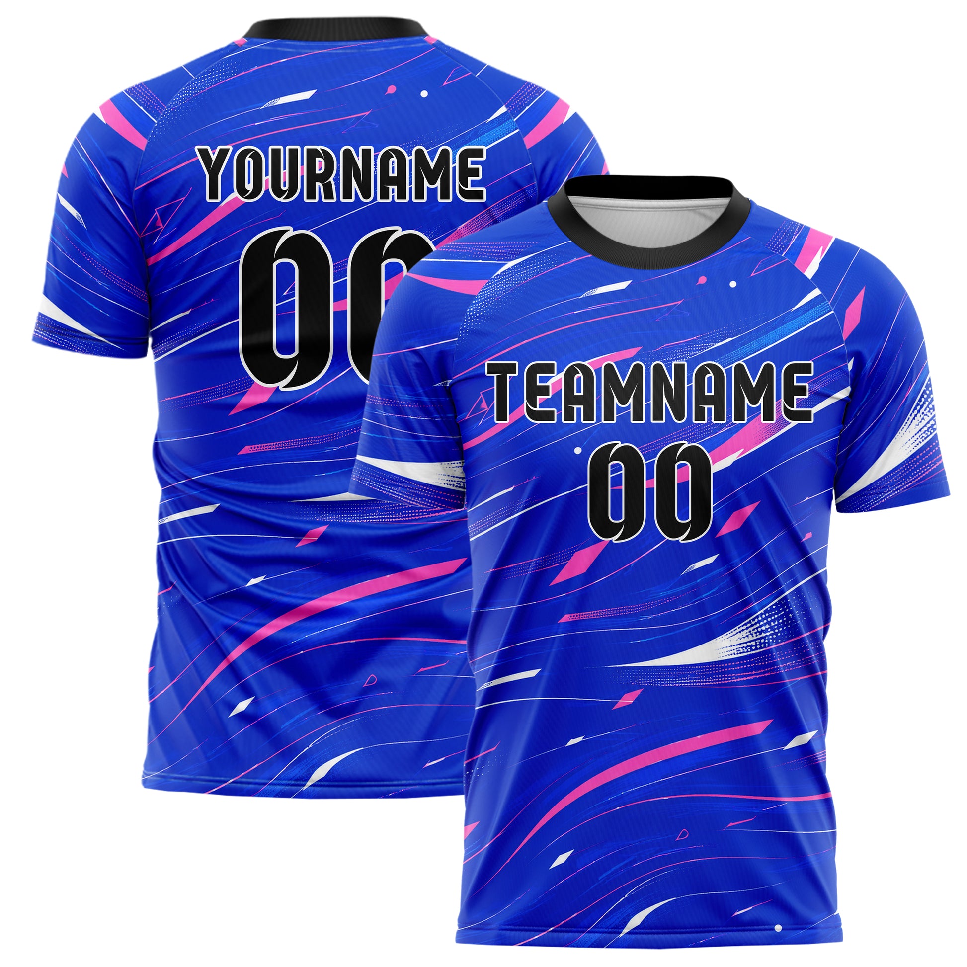 Royalblau klassisches abstrakte Linien wavy Parallel Curves Design 12-0582 individuelles Fußballtrikot main