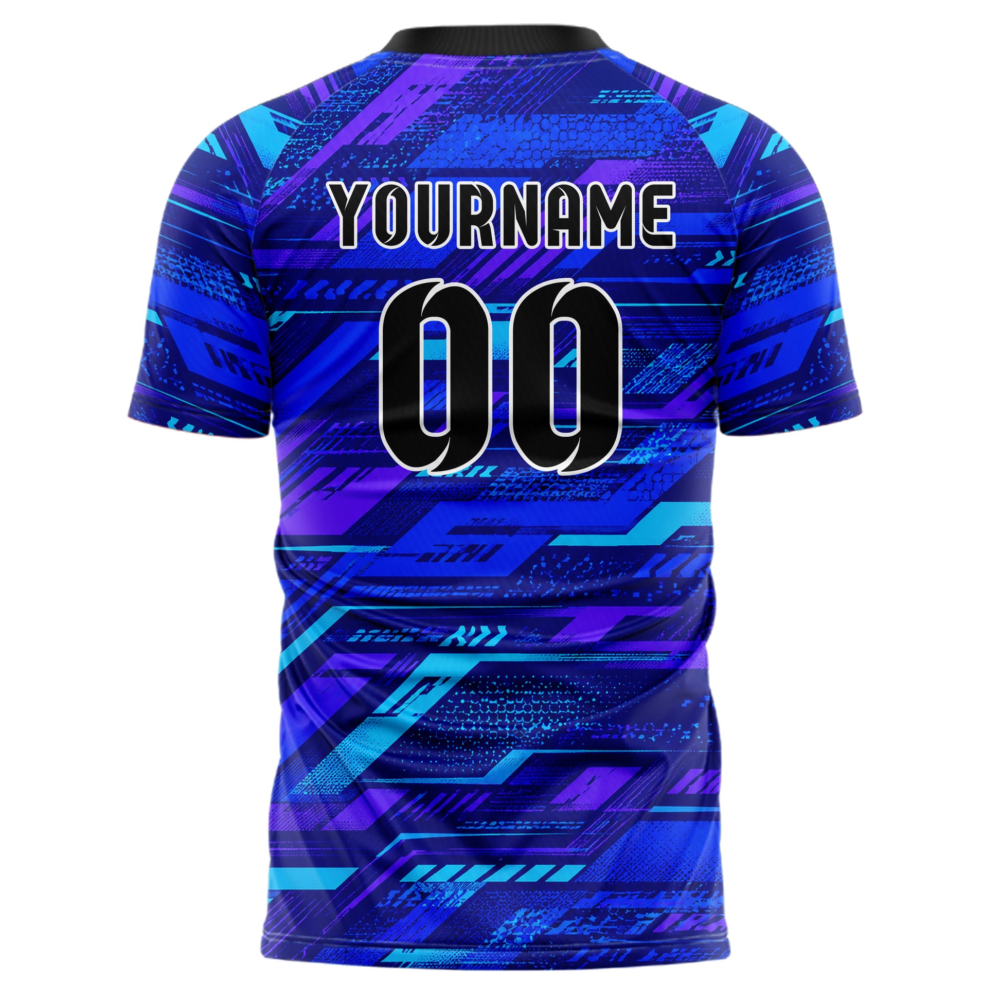 Royalblau lebendiges abstrakte Linien asymmetrische Vector Panels Design 12-0305 individuelles Fußballtrikot back