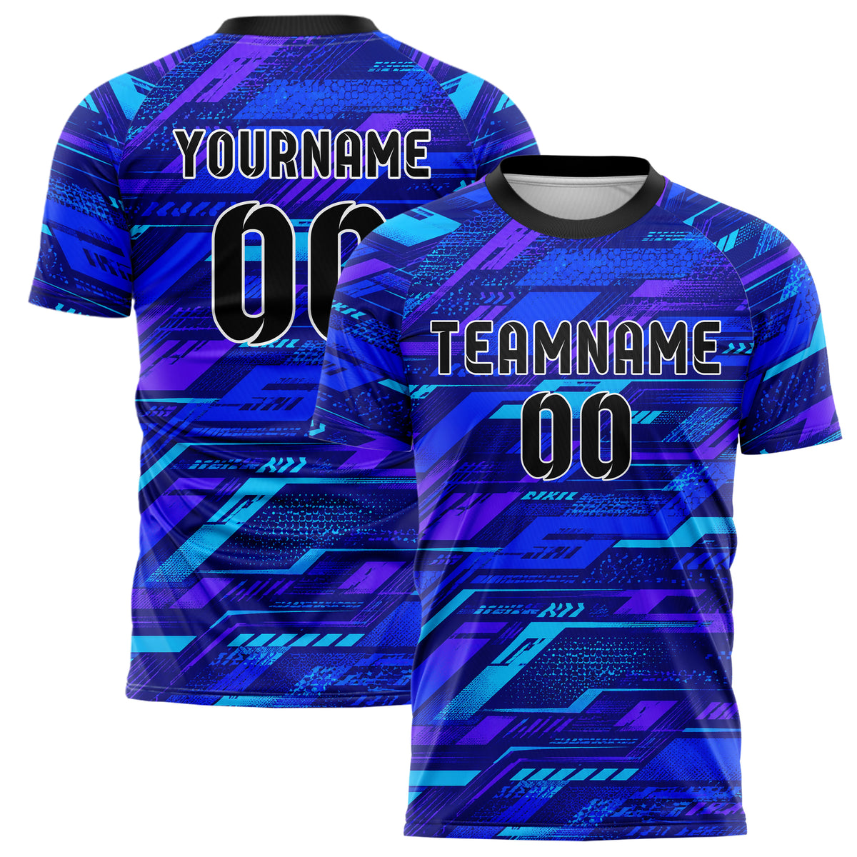 Royalblau lebendiges abstrakte Linien asymmetrische Vector Panels Design 12-0305 individuelles Fußballtrikot main