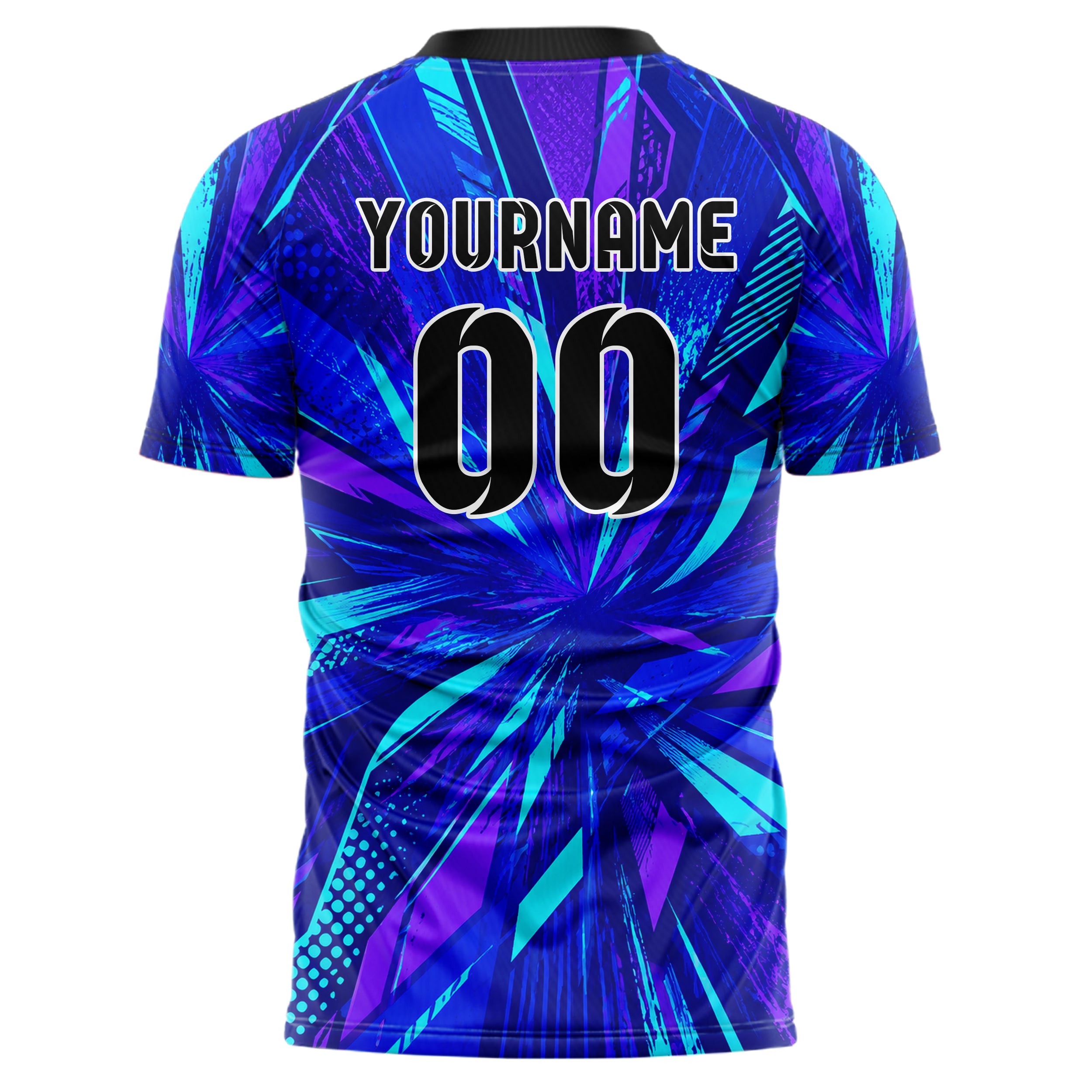 Royalblau lebendiges abstrakte Linien asymmetrische Vector Panels Design 12-0353 individuelles Fußballtrikot back
