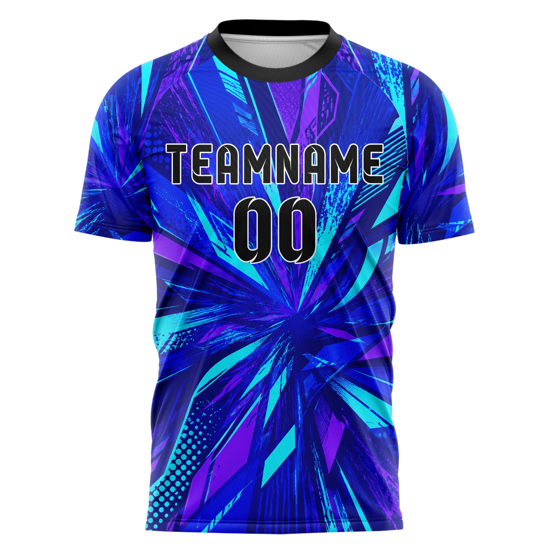 Royalblau lebendiges abstrakte Linien asymmetrische Vector Panels Design 12-0353 individuelles Fußballtrikot front