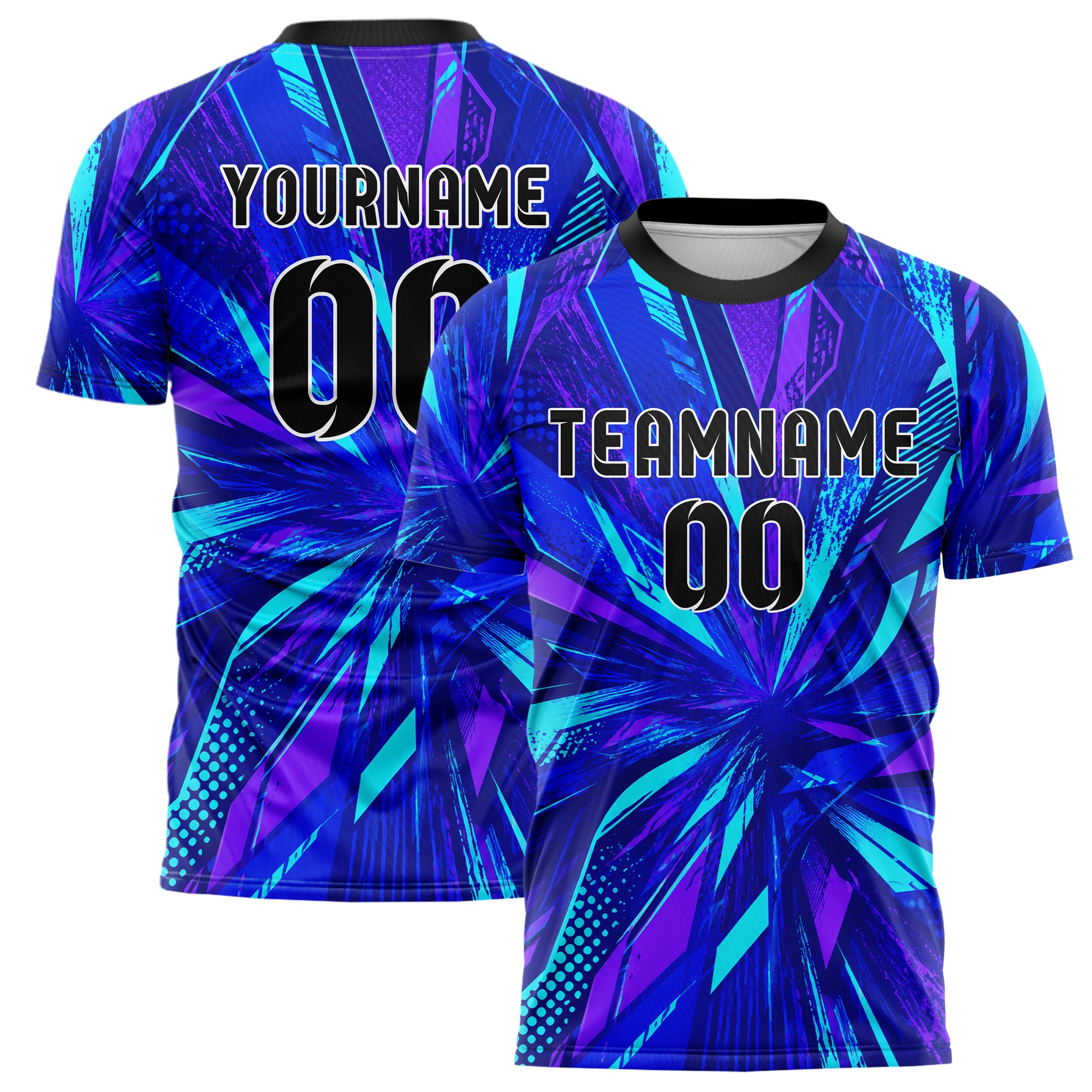 Royalblau lebendiges abstrakte Linien asymmetrische Vector Panels Design 12-0353 individuelles Fußballtrikot main