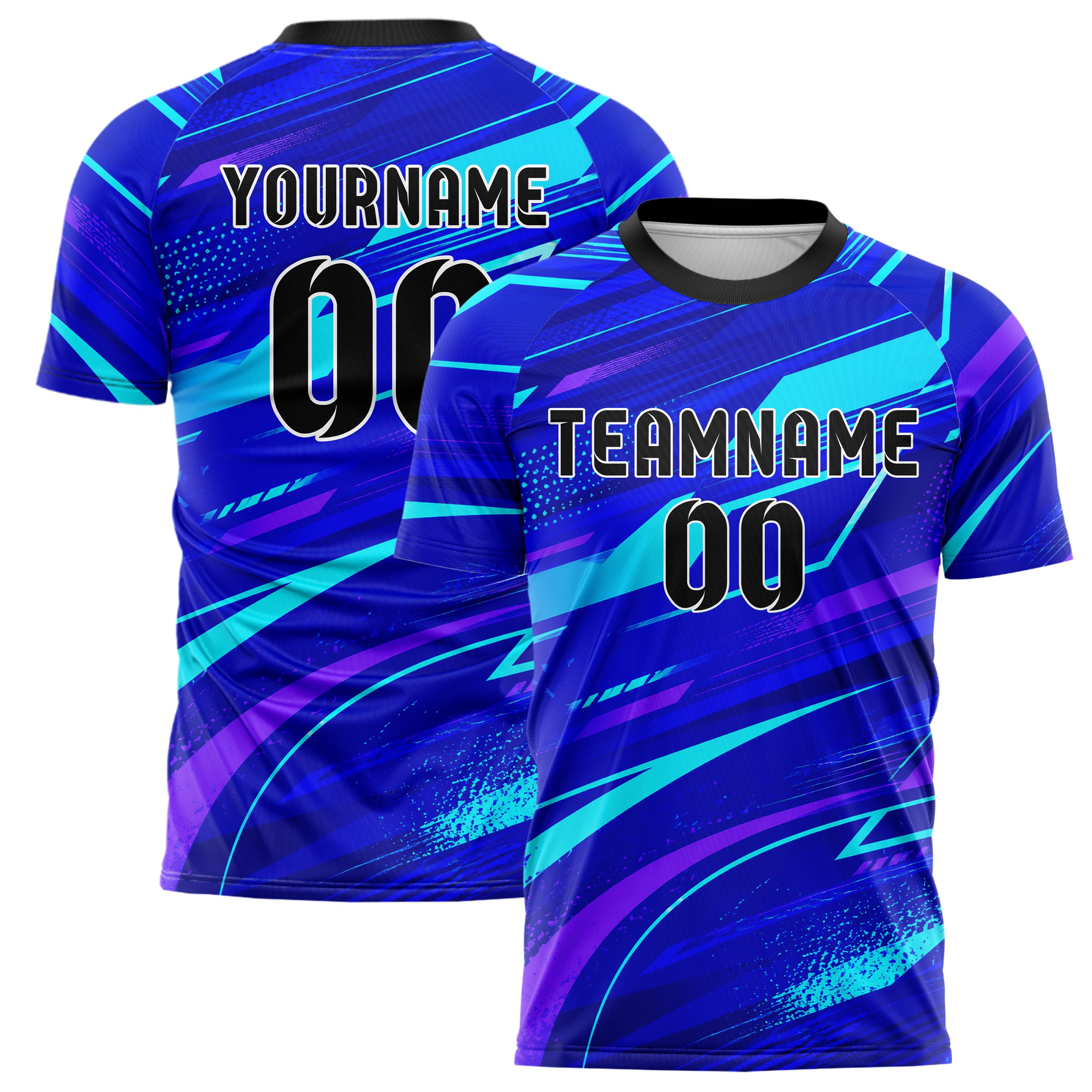 Royalblau lebendiges abstrakte Linien diagonale Streamlines Design 12-0323 individuelles Fußballtrikot main