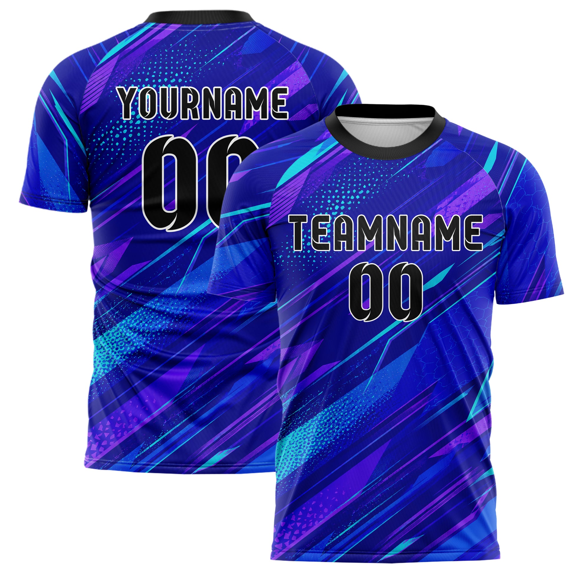 Royalblau lebendiges abstrakte Linien diagonale Streamlines Design 12-0467 individuelles Fußballtrikot main