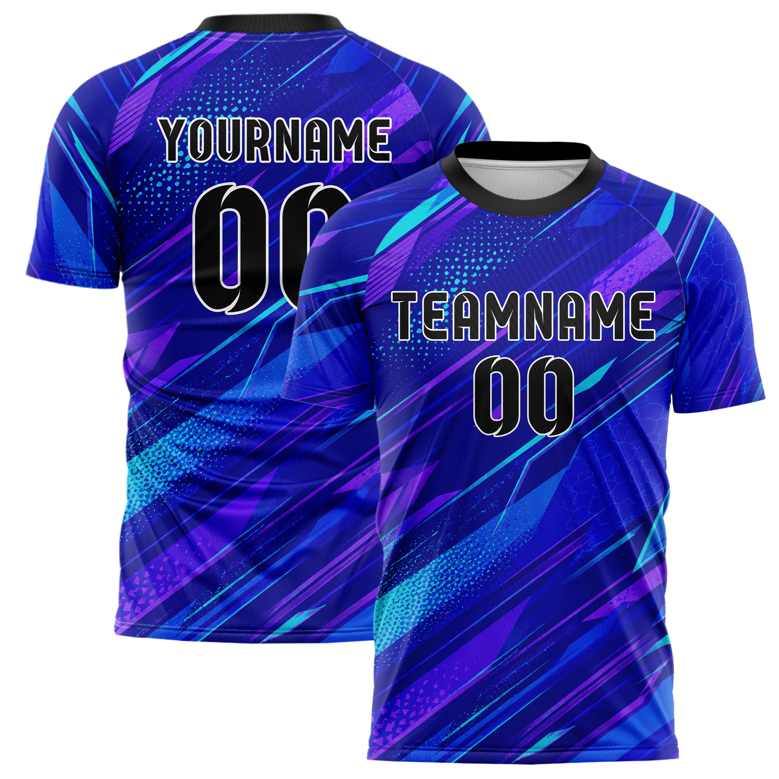 Royalblau lebendiges abstrakte Linien diagonale Streamlines Design 12-0467 individuelles Fußballtrikot main