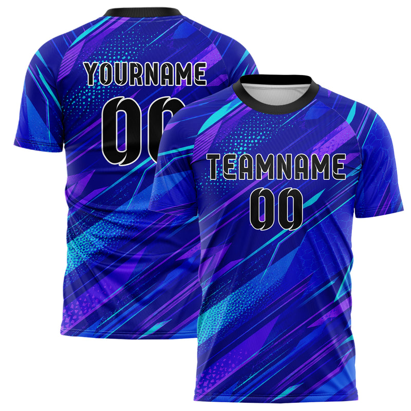 Royalblau lebendiges abstrakte Linien diagonale Streamlines Design 12-0467 individuelles Fußballtrikot main