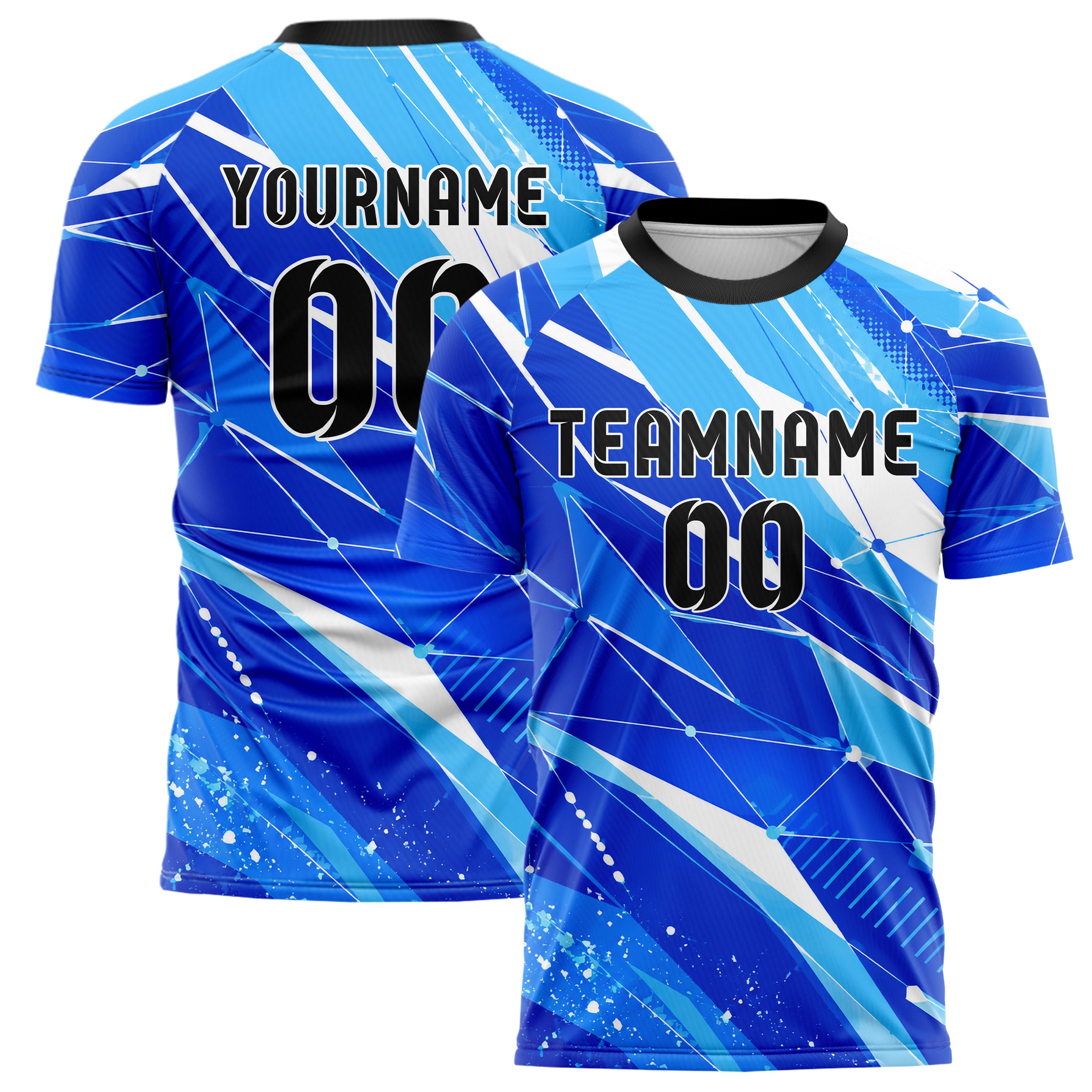 Royalblau lebendiges abstrakte Linien Network Web Design 12-0271 individuelles Fußballtrikot main