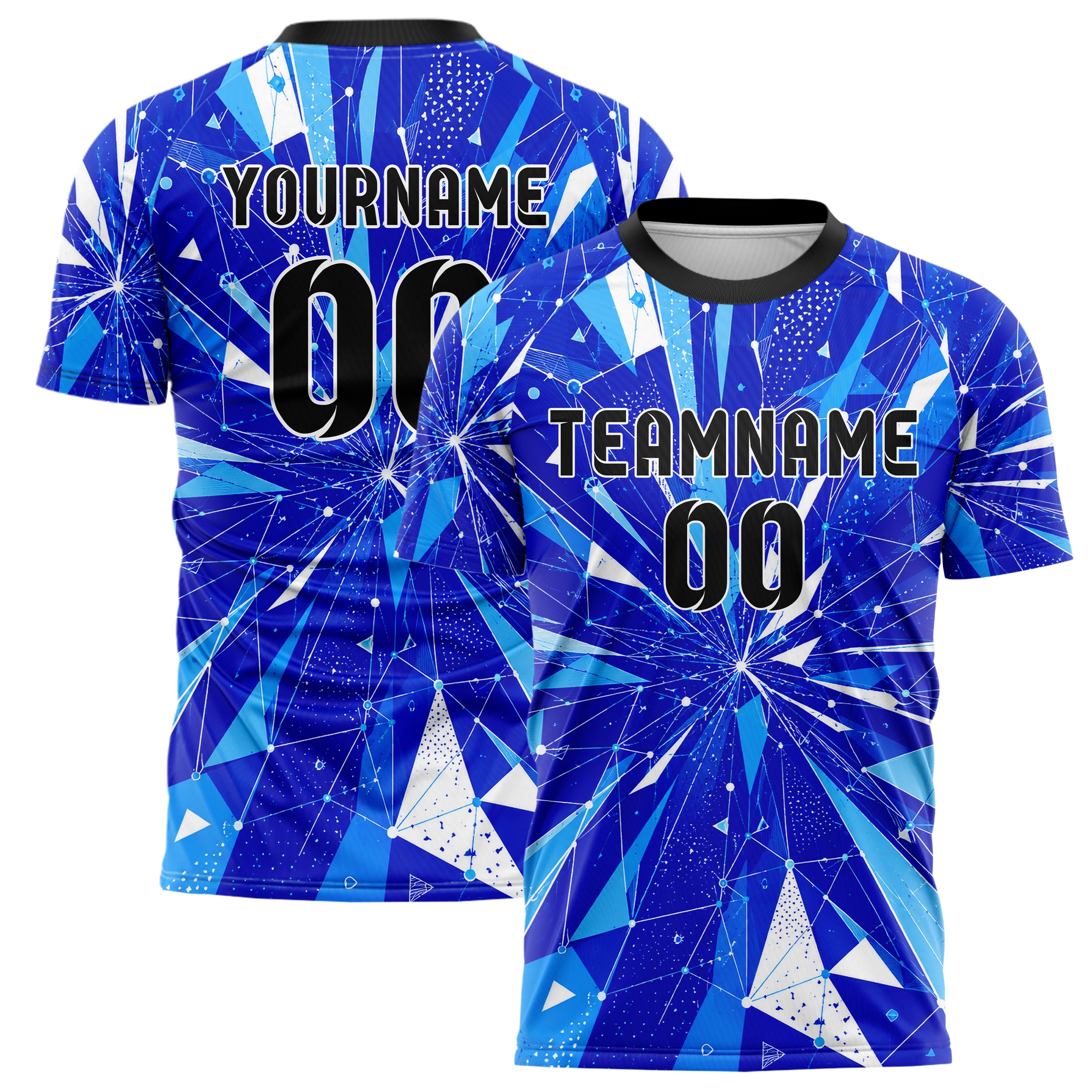 Royalblau lebendiges abstrakte Linien Network Web Design 12-0511 individuelles Fußballtrikot main