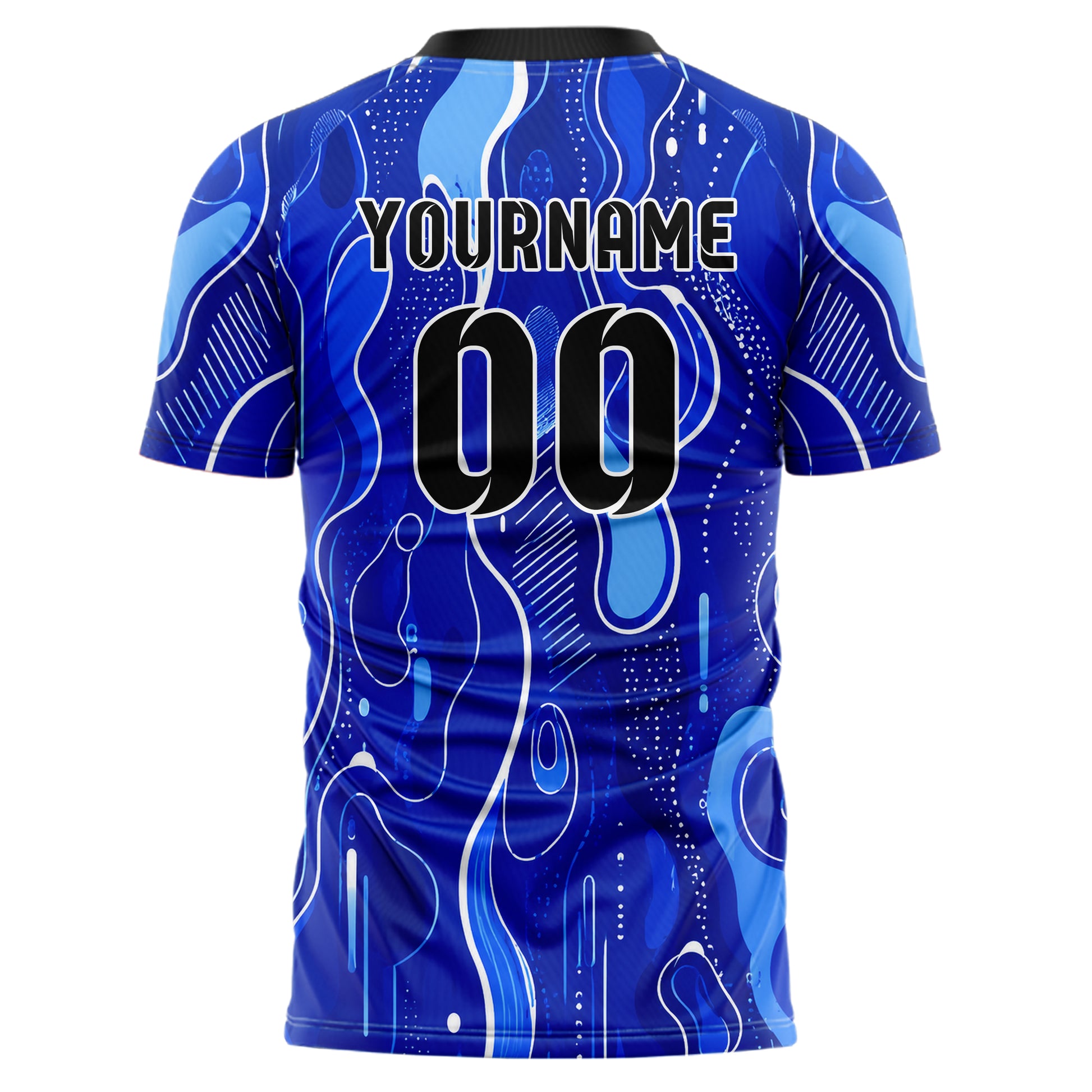 Royalblau lebendiges abstrakte Linien Organic Blobs Outline Design 12-0076 individuelles Fußballtrikot back