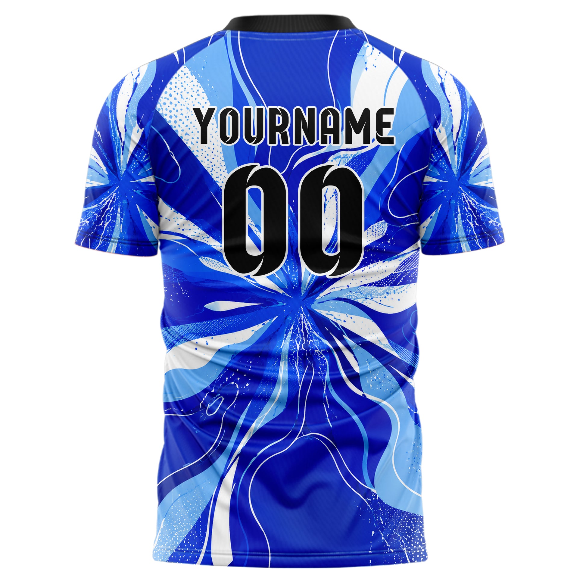 Royalblau lebendiges abstrakte Linien Organic Blobs Outline Design 12-0412 individuelles Fußballtrikot back
