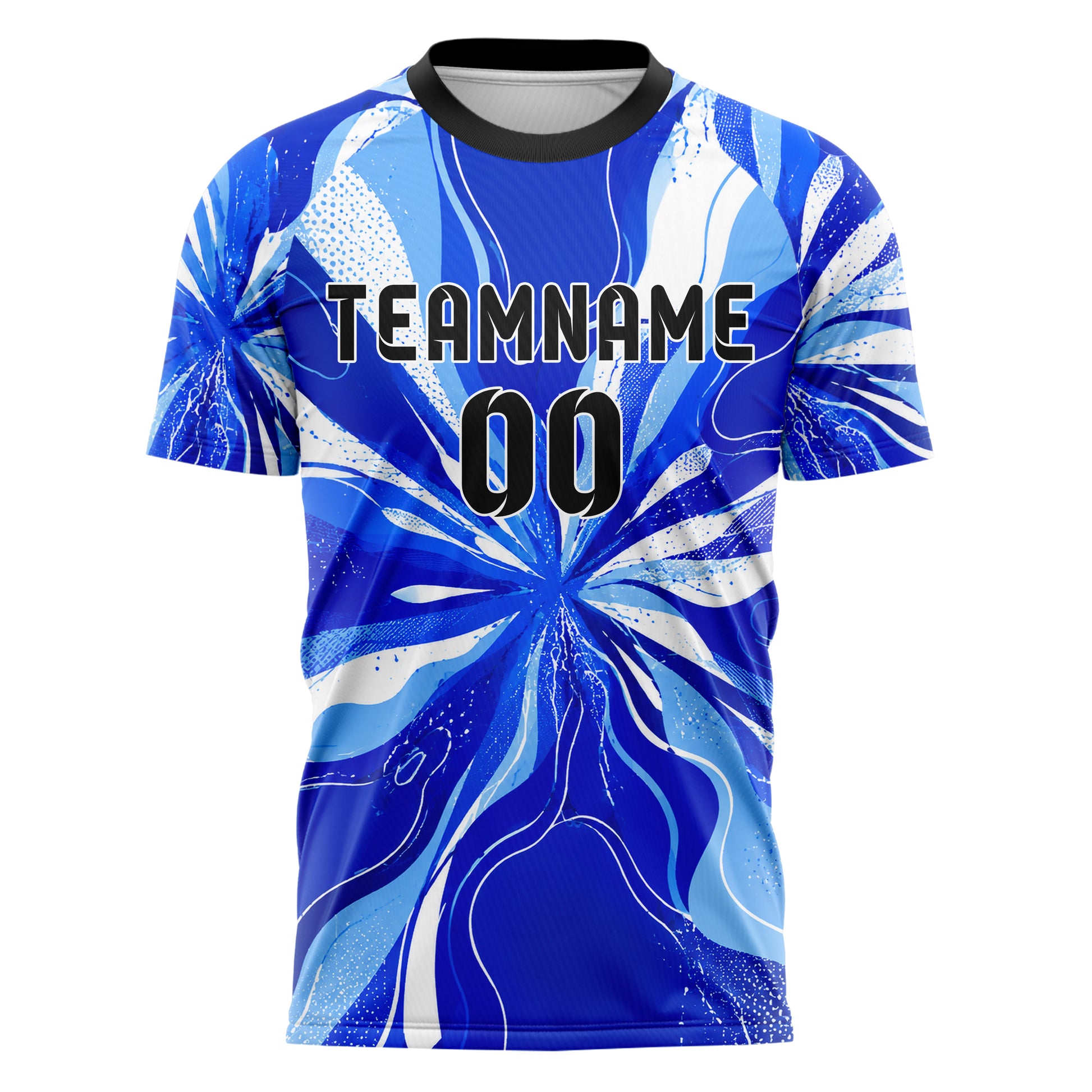 Royalblau lebendiges abstrakte Linien Organic Blobs Outline Design 12-0412 individuelles Fußballtrikot front