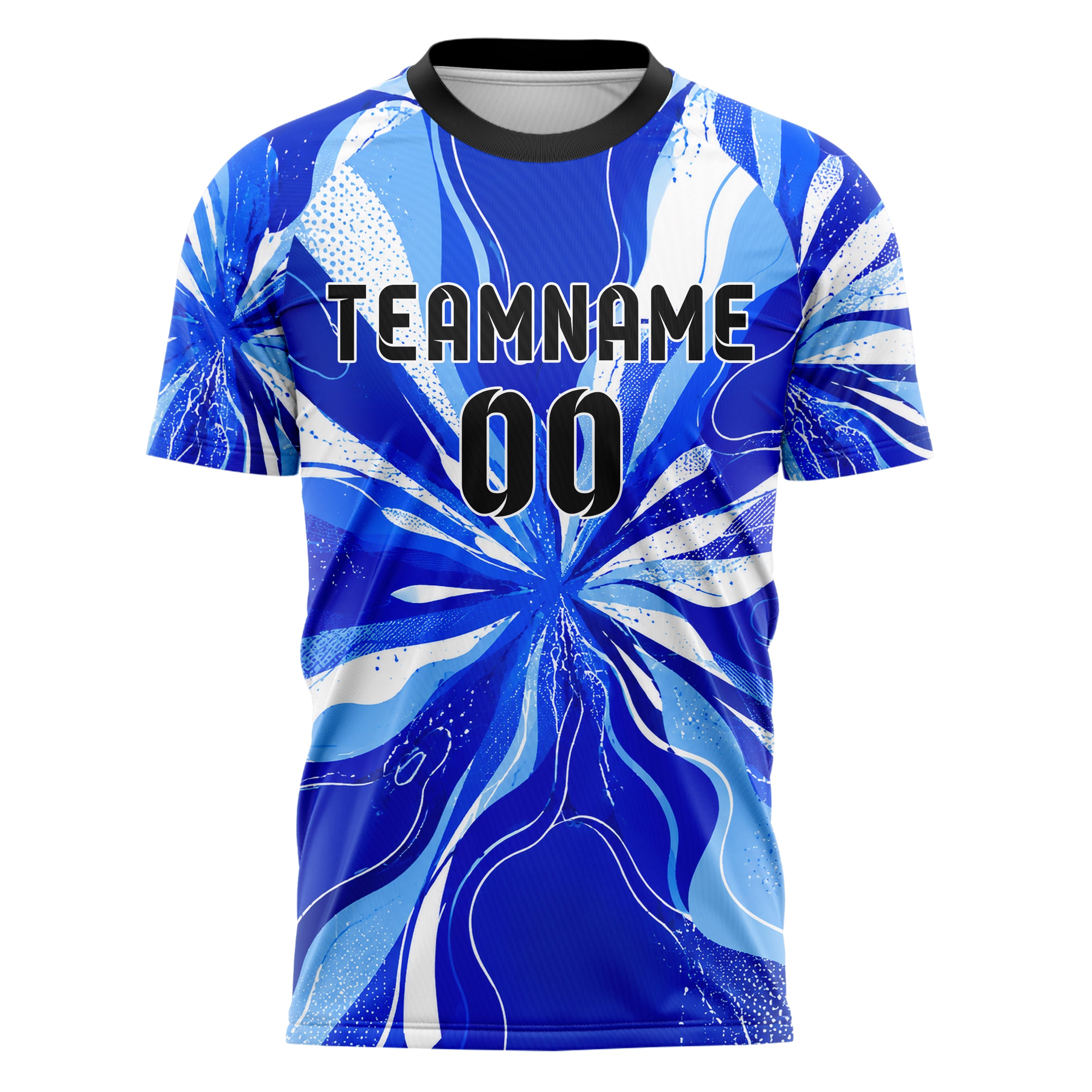 Royalblau lebendiges abstrakte Linien Organic Blobs Outline Design 12-0412 individuelles Fußballtrikot front