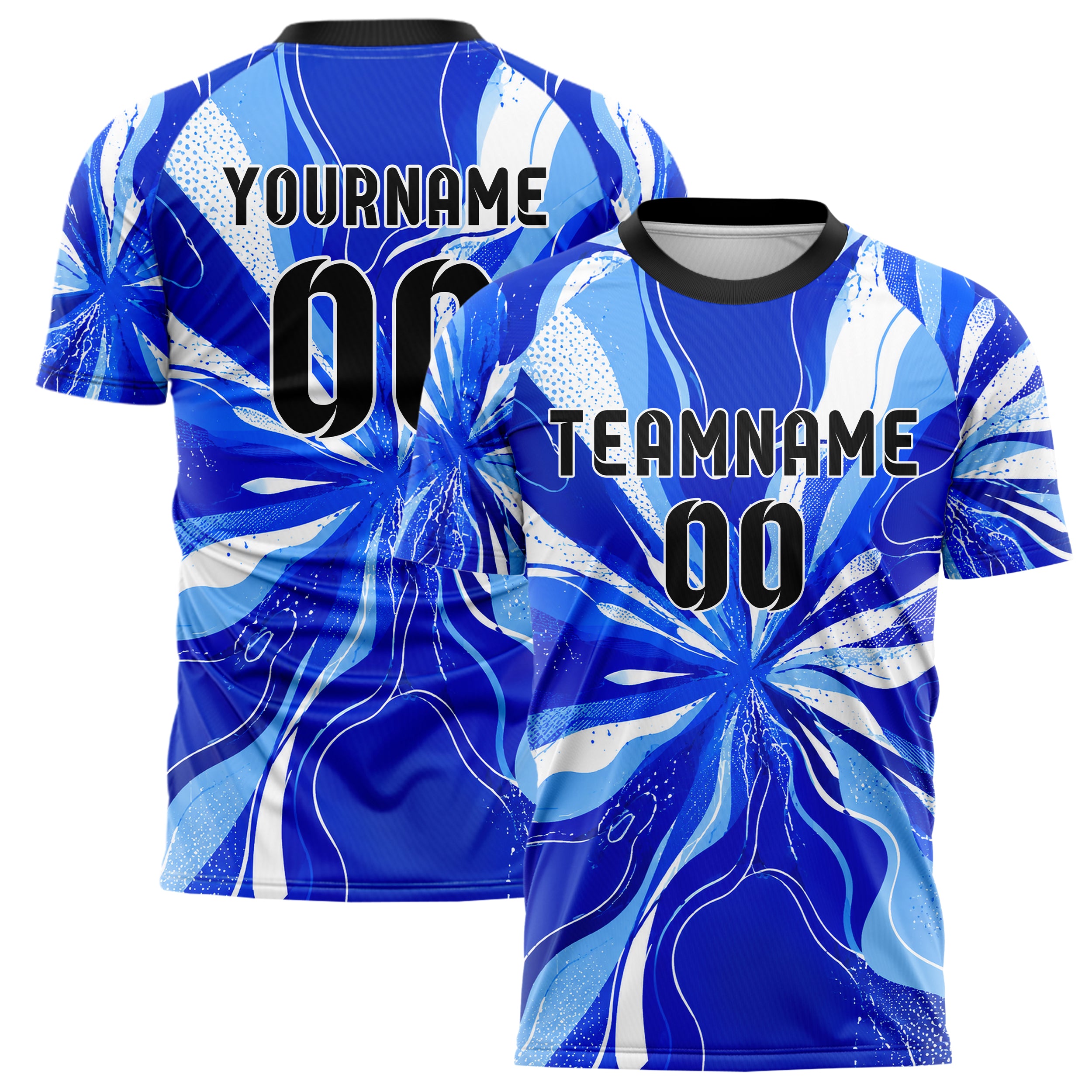 Royalblau lebendiges abstrakte Linien Organic Blobs Outline Design 12-0412 individuelles Fußballtrikot main