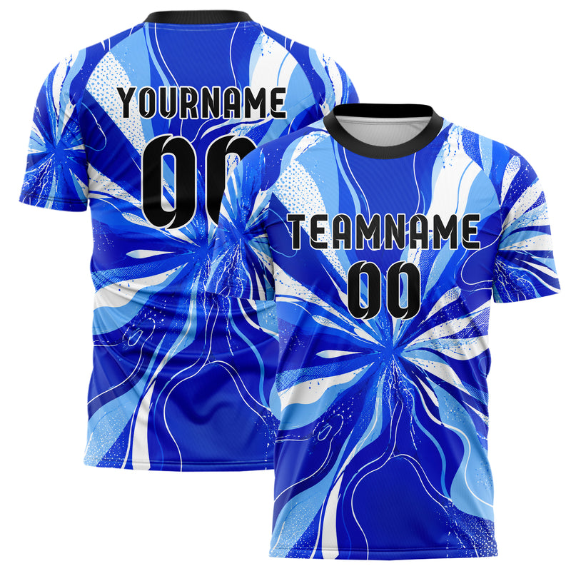 Royalblau lebendiges abstrakte Linien Organic Blobs Outline Design 12-0412 individuelles Fußballtrikot main