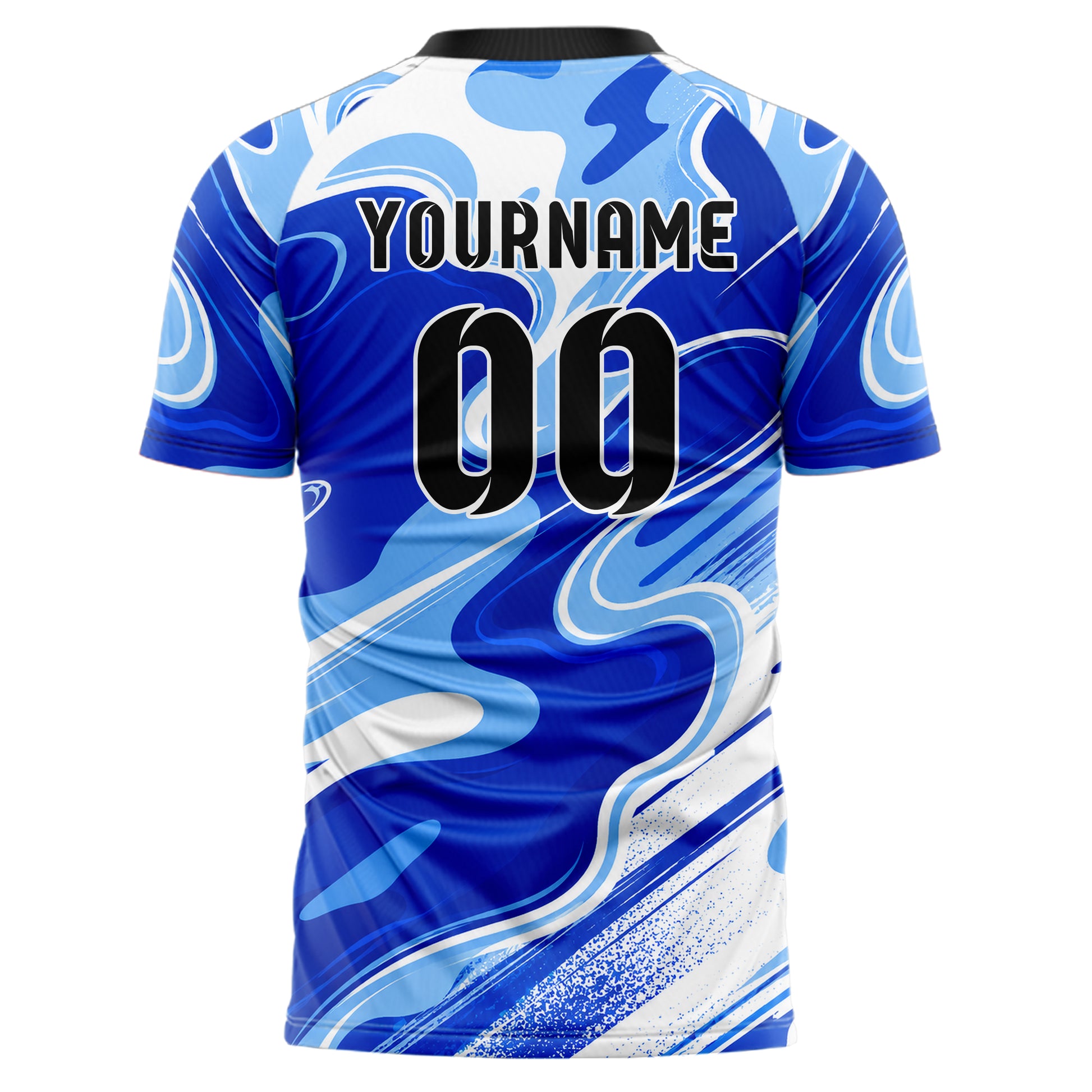 Royalblau lebendiges abstrakte Linien Organic Blobs Outline Design 12-0484 individuelles Fußballtrikot back