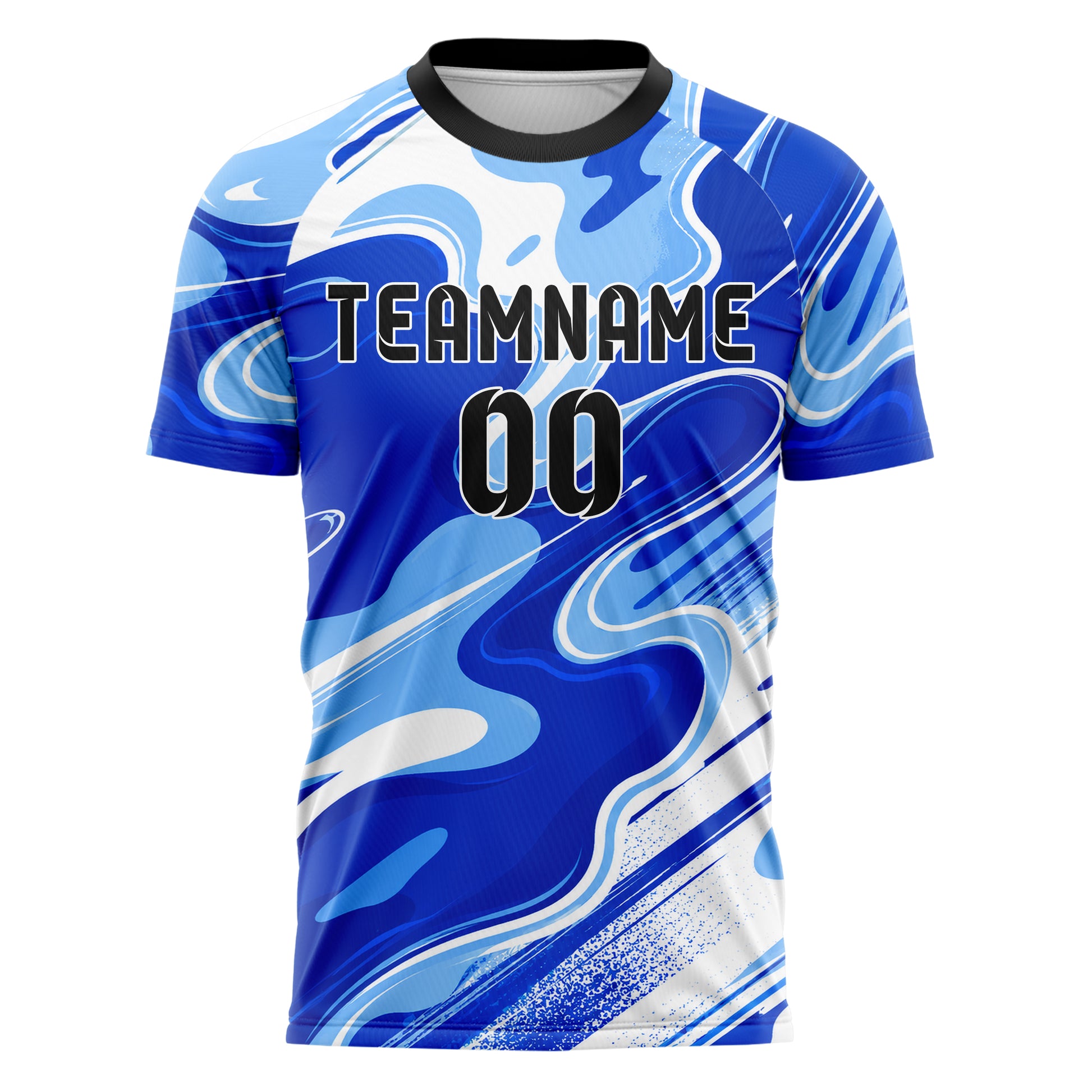 Royalblau lebendiges abstrakte Linien Organic Blobs Outline Design 12-0484 individuelles Fußballtrikot front