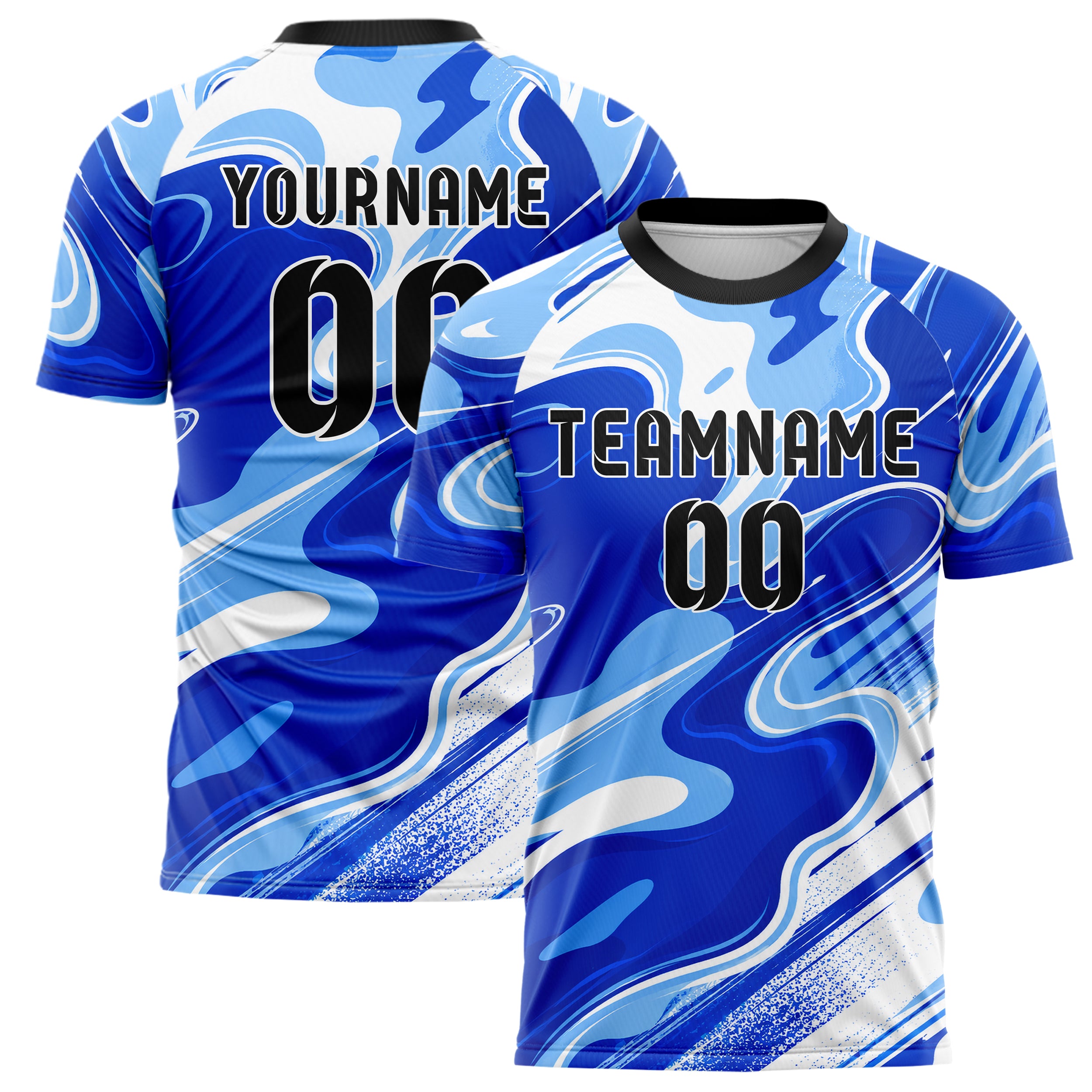 Royalblau lebendiges abstrakte Linien Organic Blobs Outline Design 12-0484 individuelles Fußballtrikot main