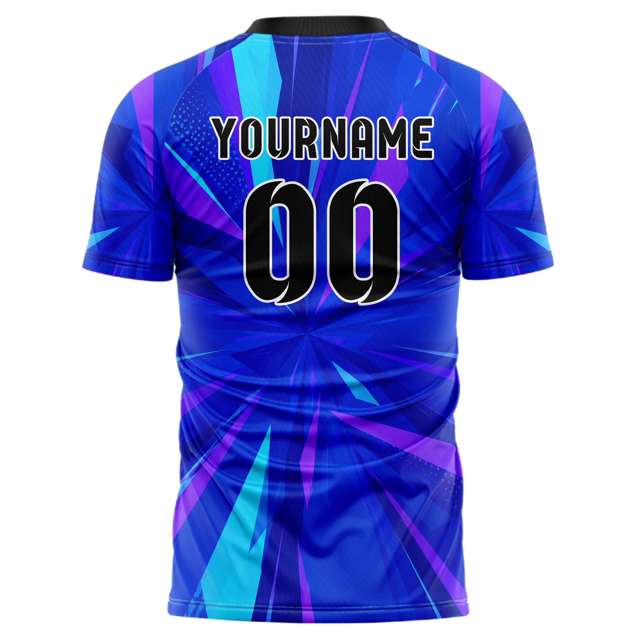 Royalblau lebendiges abstrakte Linien Polygon Shards Design 12-0050 individuelles Fußballtrikot back