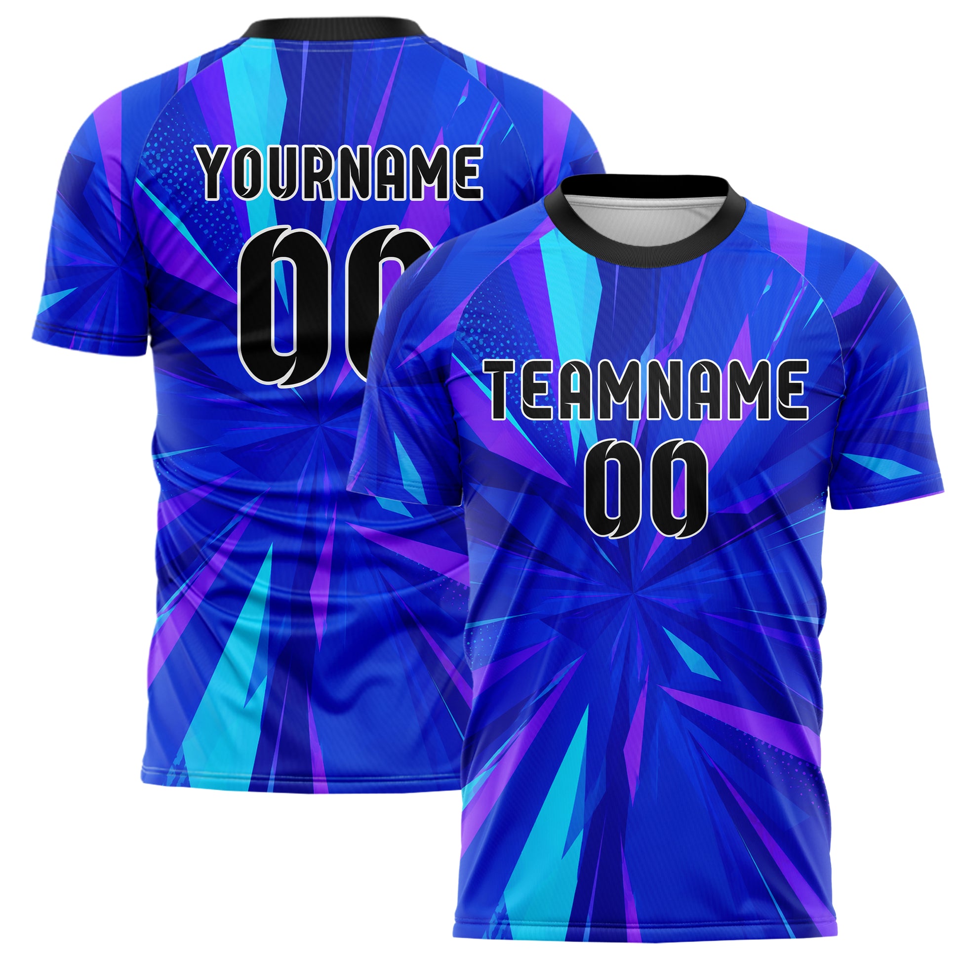 Royalblau lebendiges abstrakte Linien Polygon Shards Design 12-0050 individuelles Fußballtrikot main