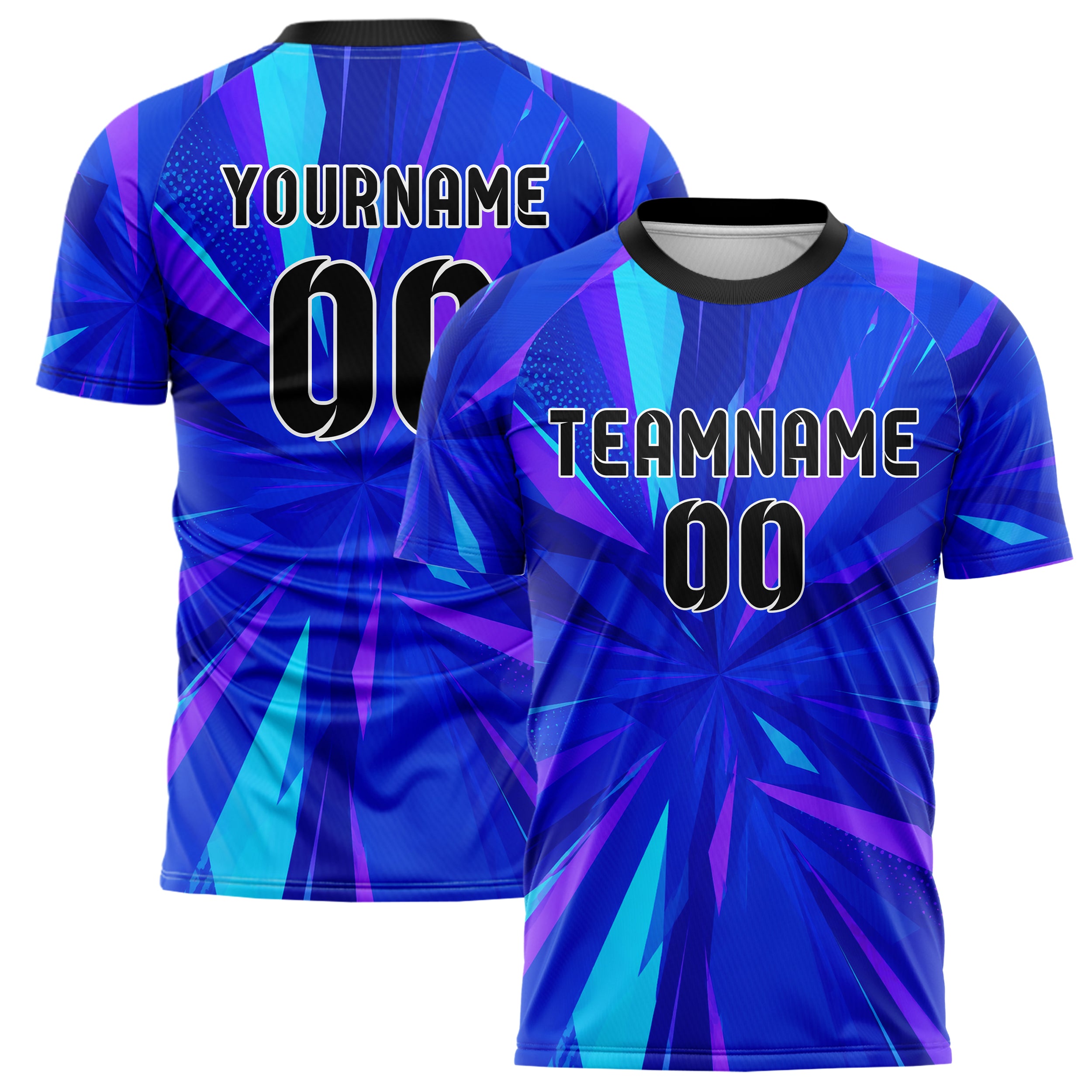 Royalblau lebendiges abstrakte Linien Polygon Shards Design 12-0050 individuelles Fußballtrikot main