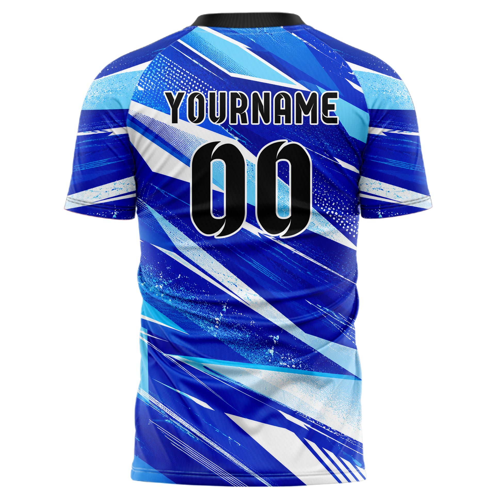 Royalblau lebendiges abstrakte Linien Polygon Shards Design 12-0250 individuelles Fußballtrikot back