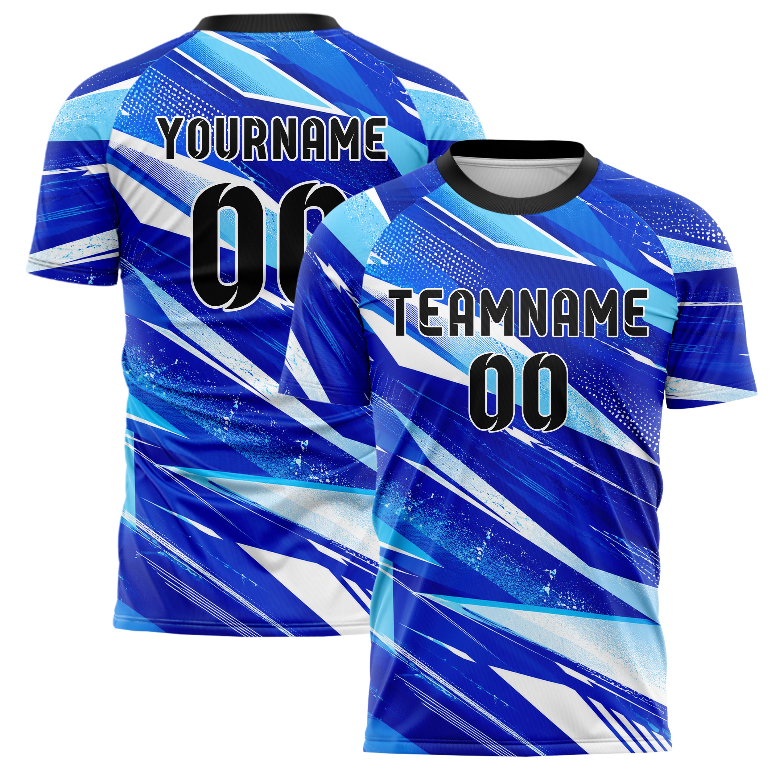 Royalblau lebendiges abstrakte Linien Polygon Shards Design 12-0250 individuelles Fußballtrikot main