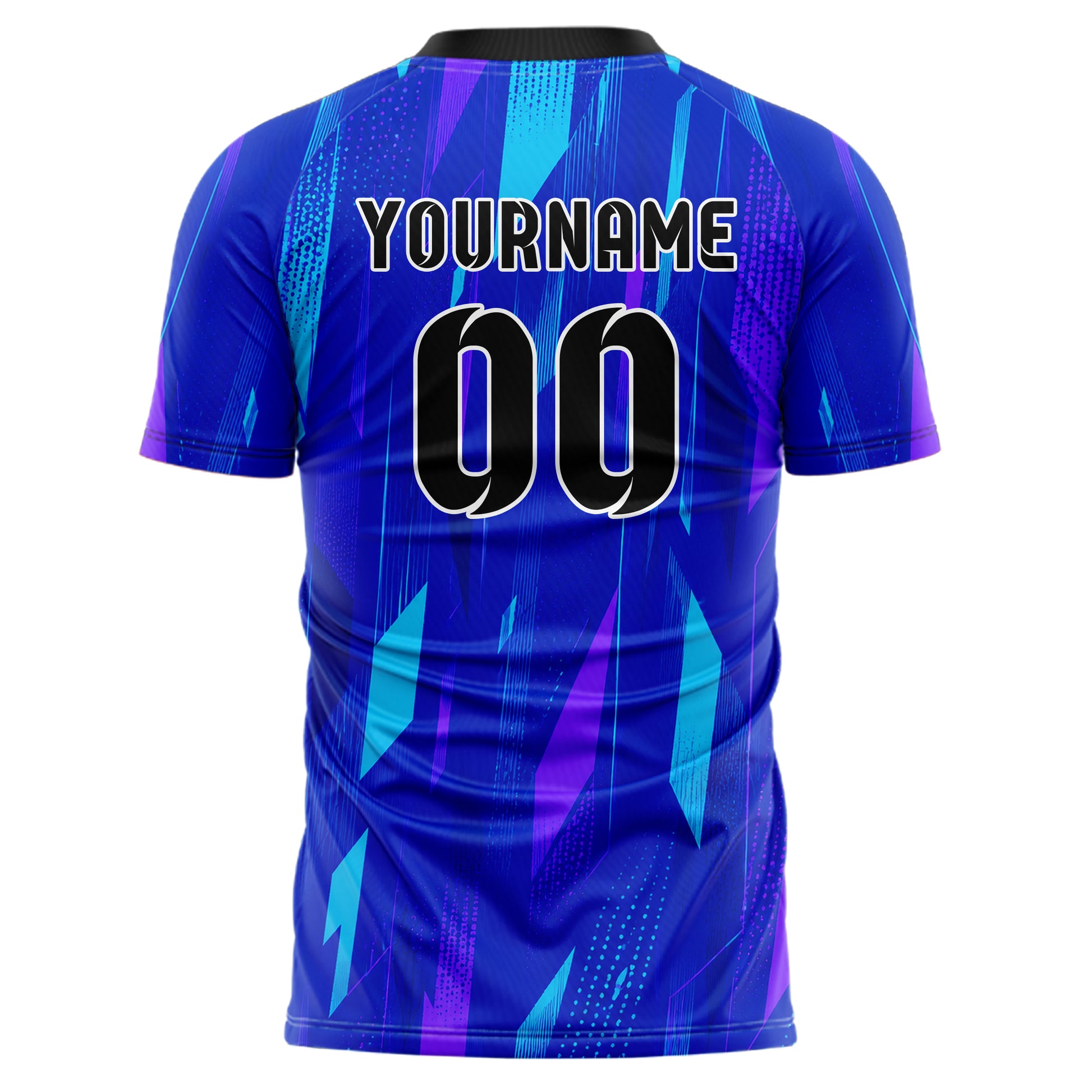 Royalblau lebendiges abstrakte Linien Polygon Shards Design 12-0362 individuelles Fußballtrikot back