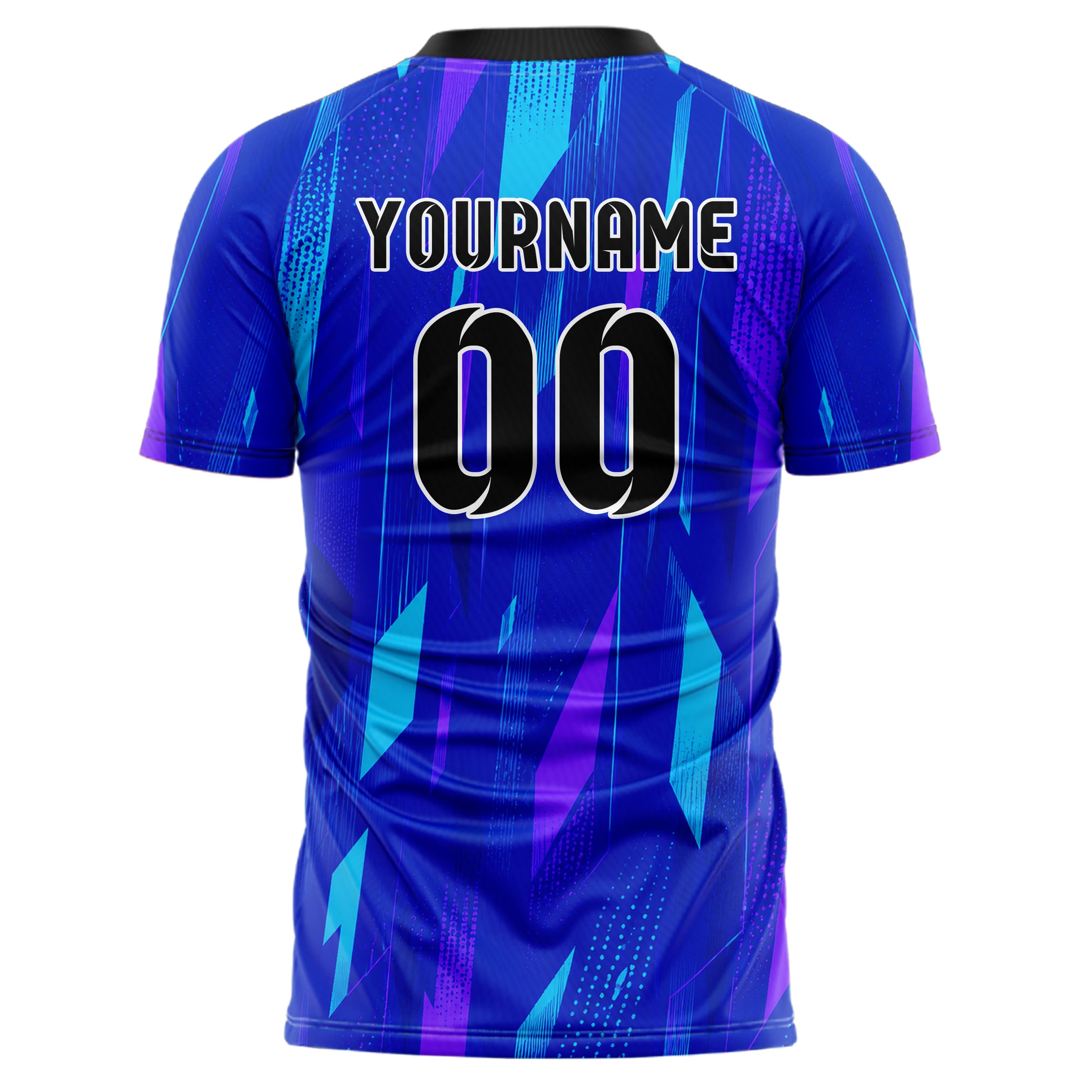 Royalblau lebendiges abstrakte Linien Polygon Shards Design 12-0362 individuelles Fußballtrikot back