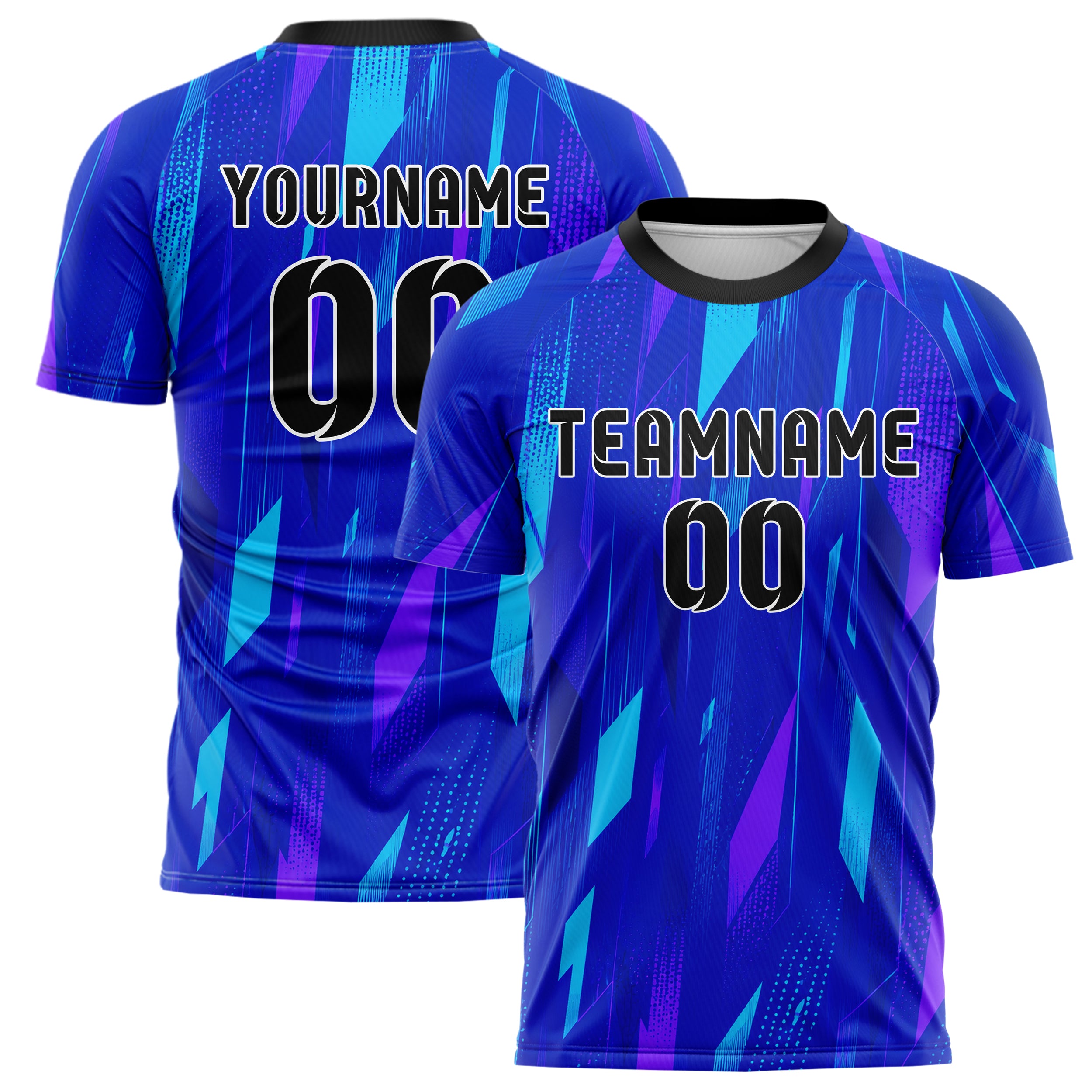 Royalblau lebendiges abstrakte Linien Polygon Shards Design 12-0362 individuelles Fußballtrikot main