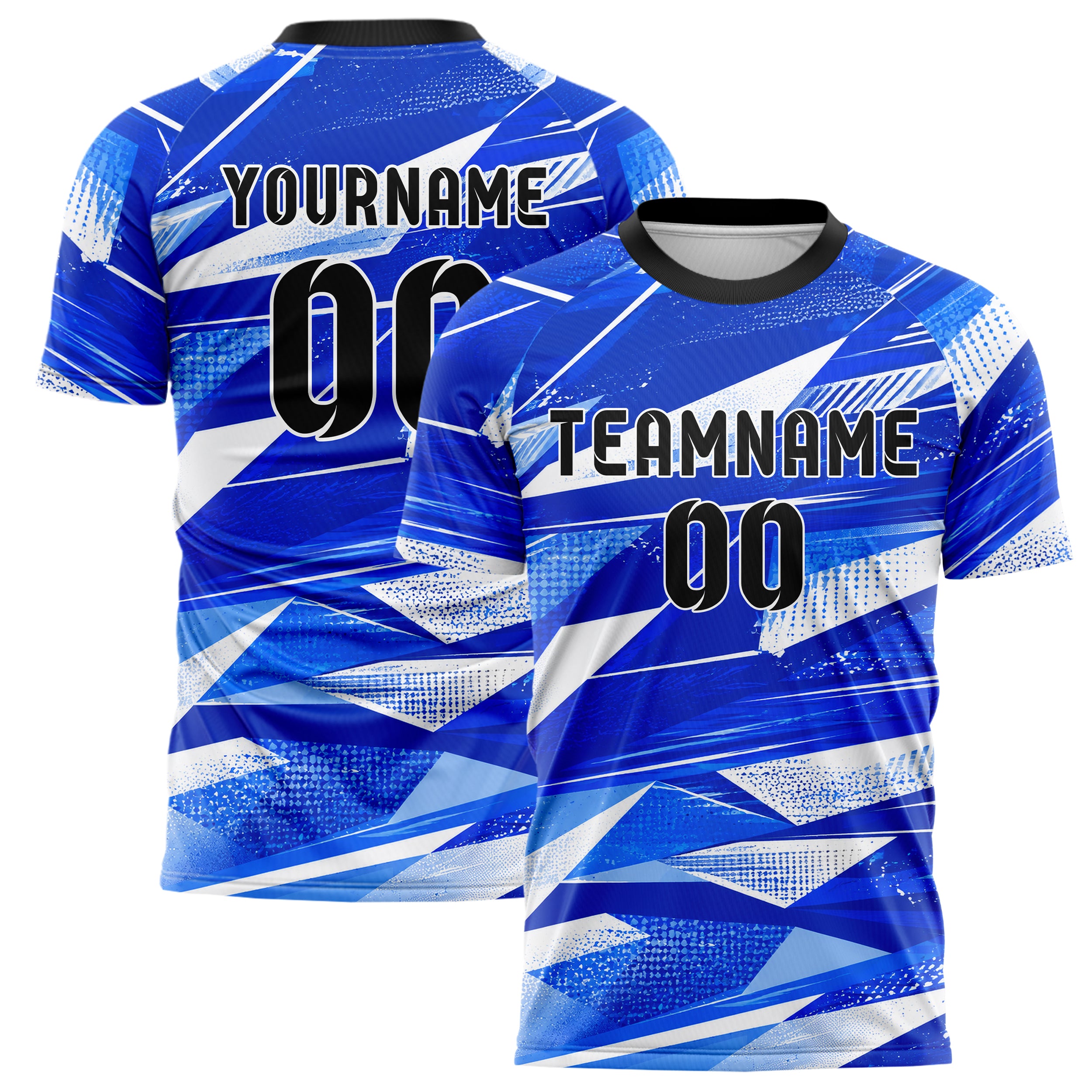 Royalblau lebendiges abstrakte Linien Polygon Shards Design 12-0394 individuelles Fußballtrikot main