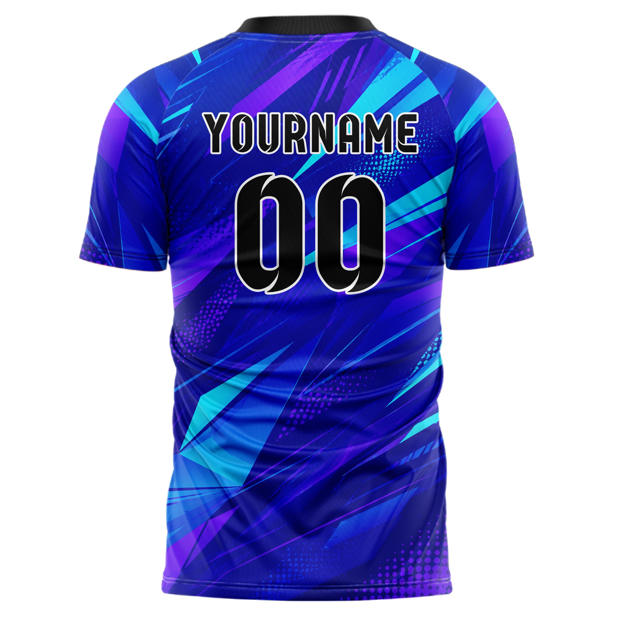Royalblau lebendiges abstrakte Linien Polygon Shards Design 12-0530 individuelles Fußballtrikot back