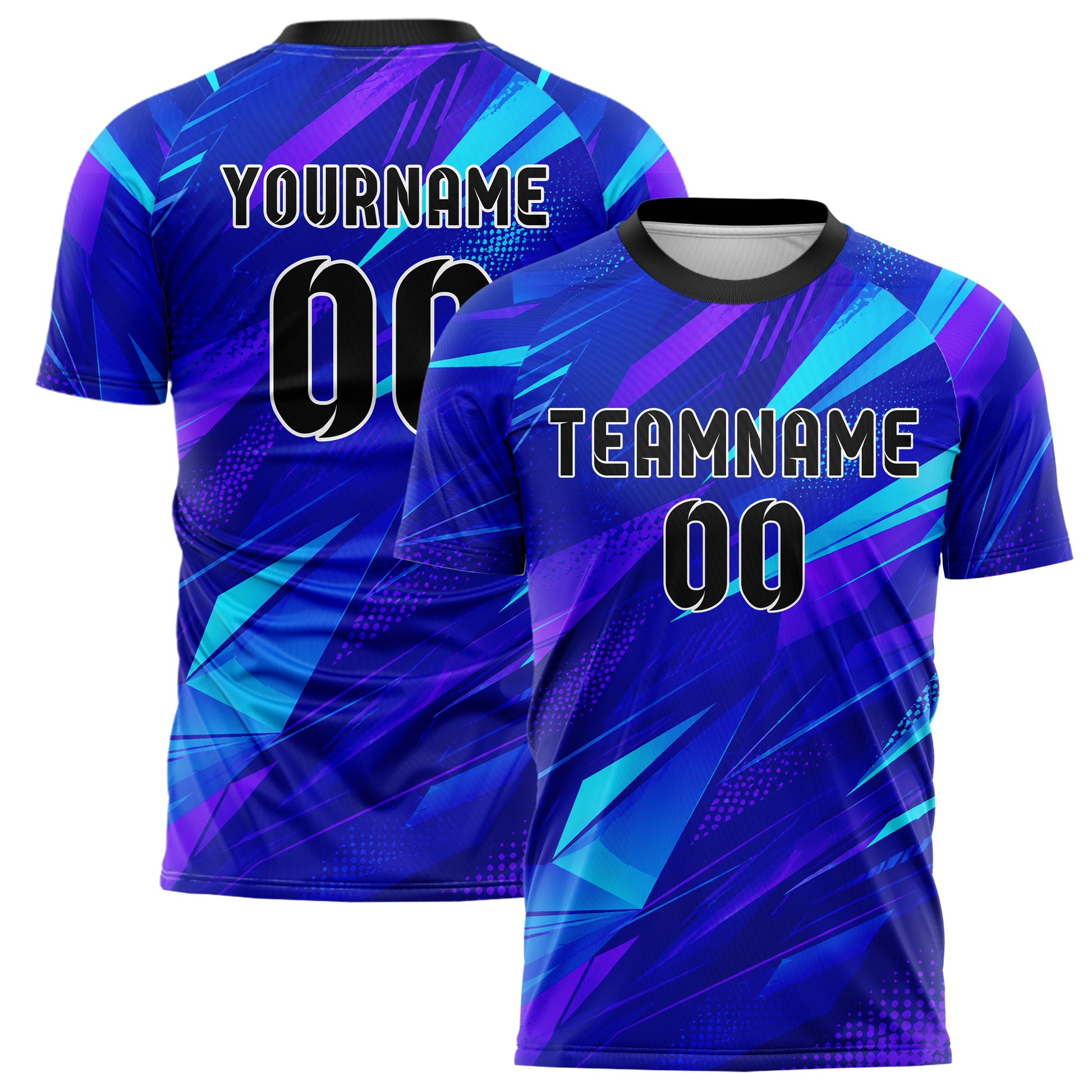 Royalblau lebendiges abstrakte Linien Polygon Shards Design 12-0530 individuelles Fußballtrikot main
