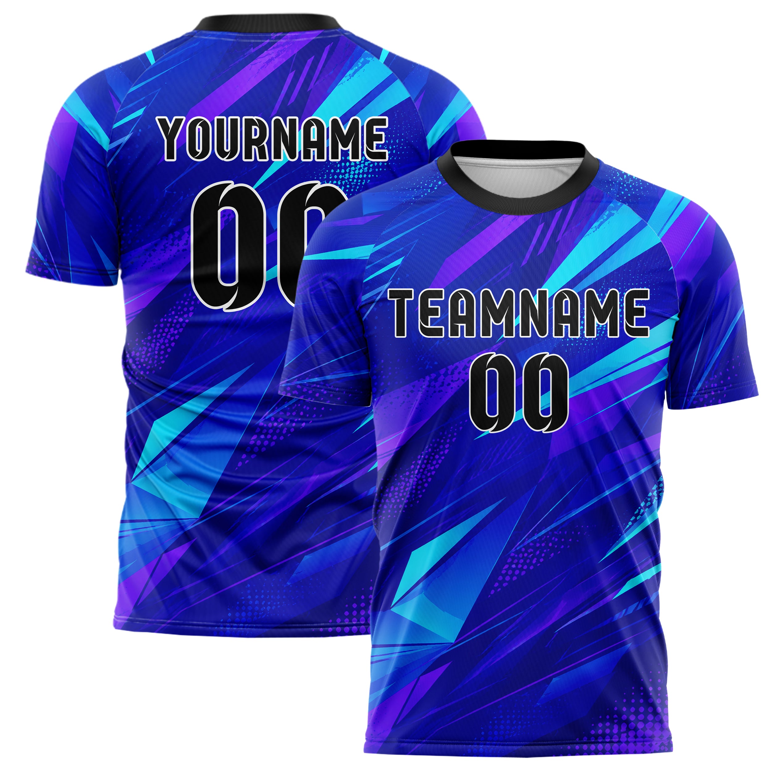 Royalblau lebendiges abstrakte Linien Polygon Shards Design 12-0530 individuelles Fußballtrikot main