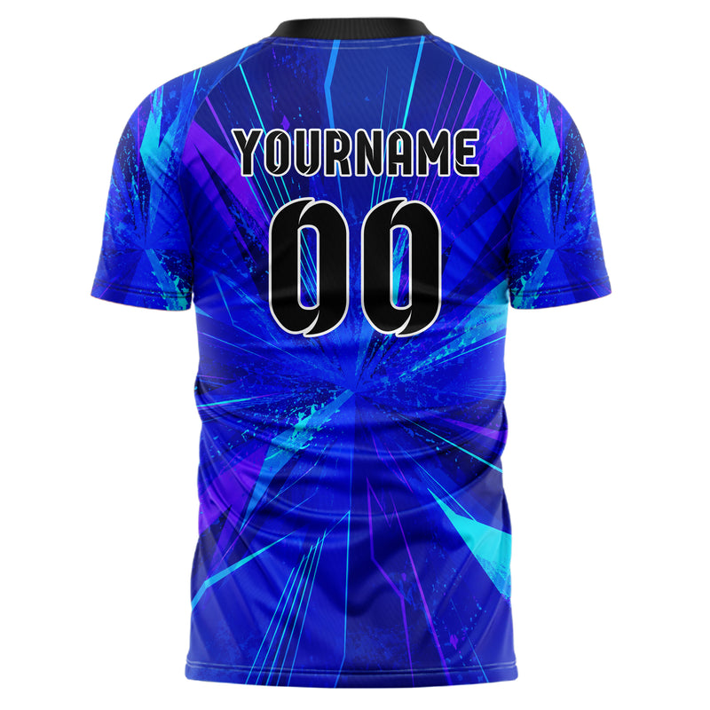 Royalblau lebendiges abstrakte Linien Speckles Line Accents Design 12-0200 individuelles Fußballtrikot back