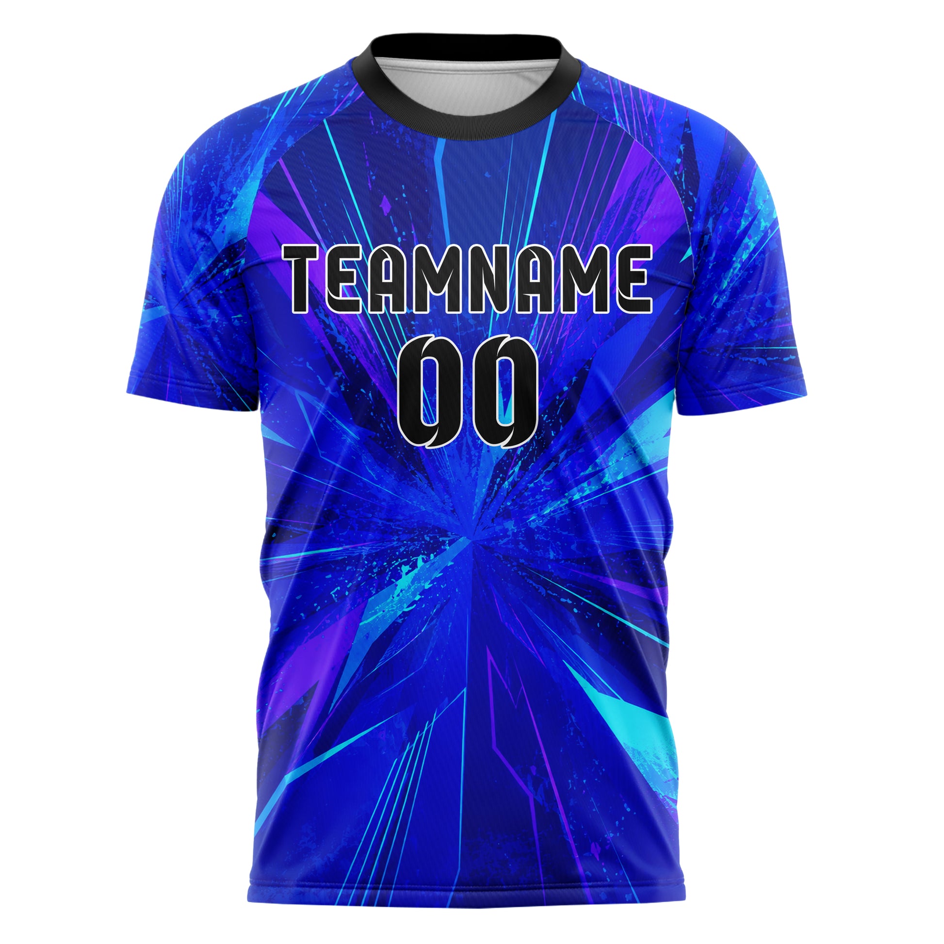 Royalblau lebendiges abstrakte Linien Speckles Line Accents Design 12-0200 individuelles Fußballtrikot front