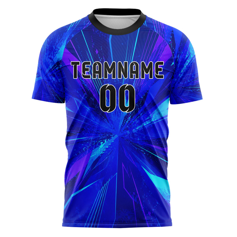 Royalblau lebendiges abstrakte Linien Speckles Line Accents Design 12-0200 individuelles Fußballtrikot front