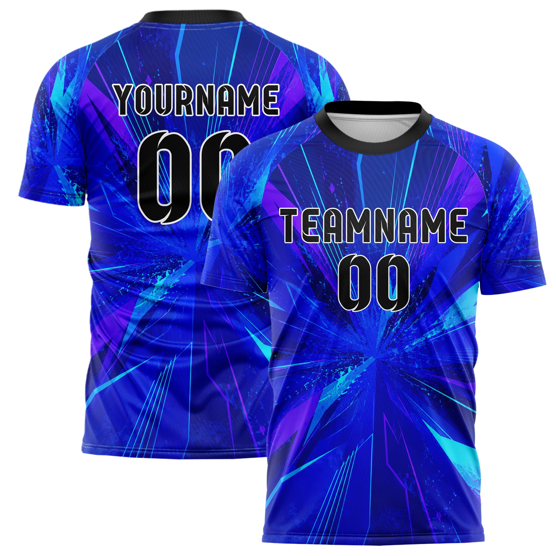 Royalblau lebendiges abstrakte Linien Speckles Line Accents Design 12-0200 individuelles Fußballtrikot main
