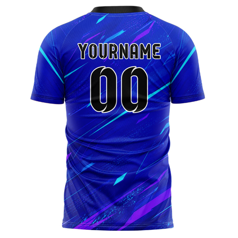 Royalblau lebendiges abstrakte Linien Speckles Line Accents Design 12-0224 individuelles Fußballtrikot back