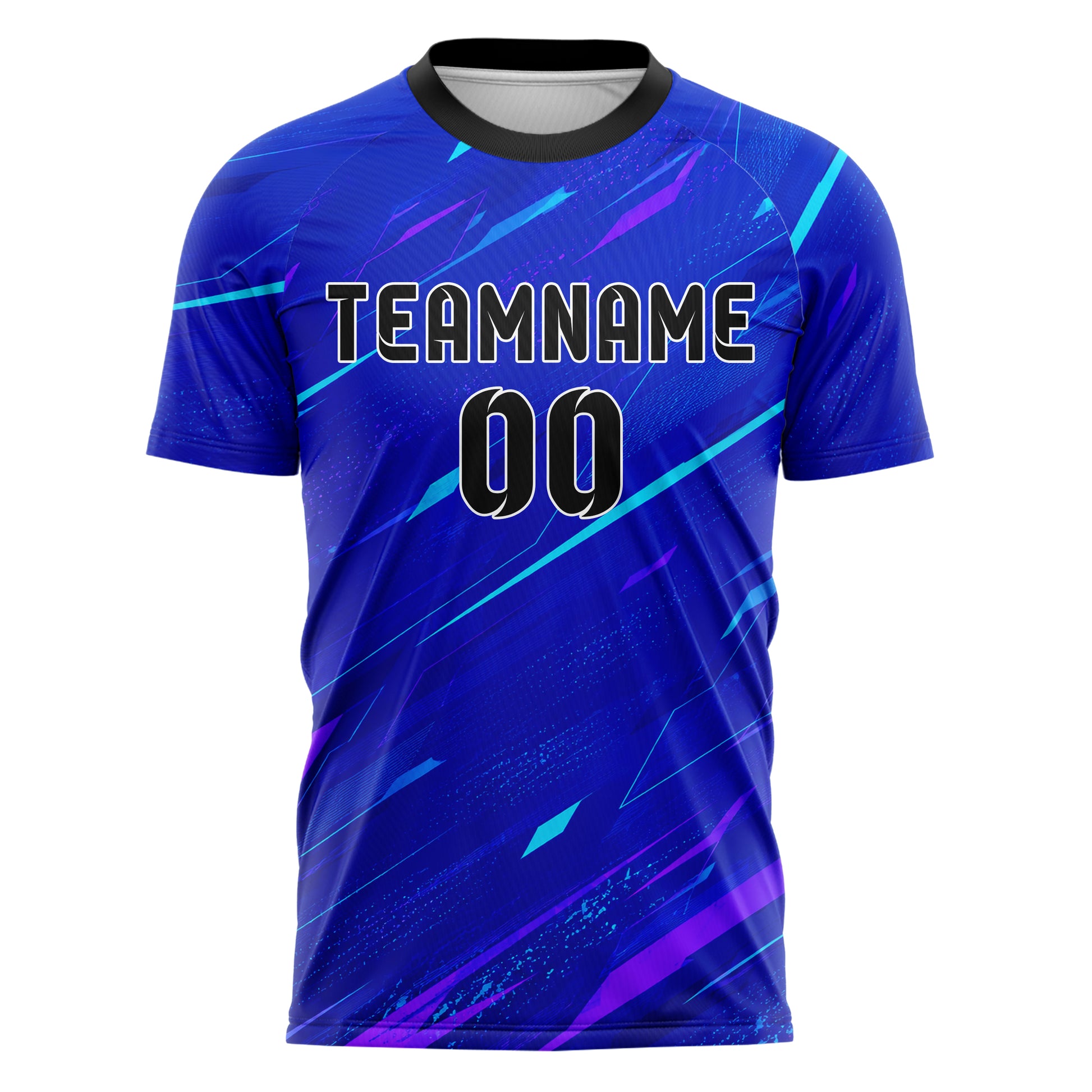 Royalblau lebendiges abstrakte Linien Speckles Line Accents Design 12-0224 individuelles Fußballtrikot front