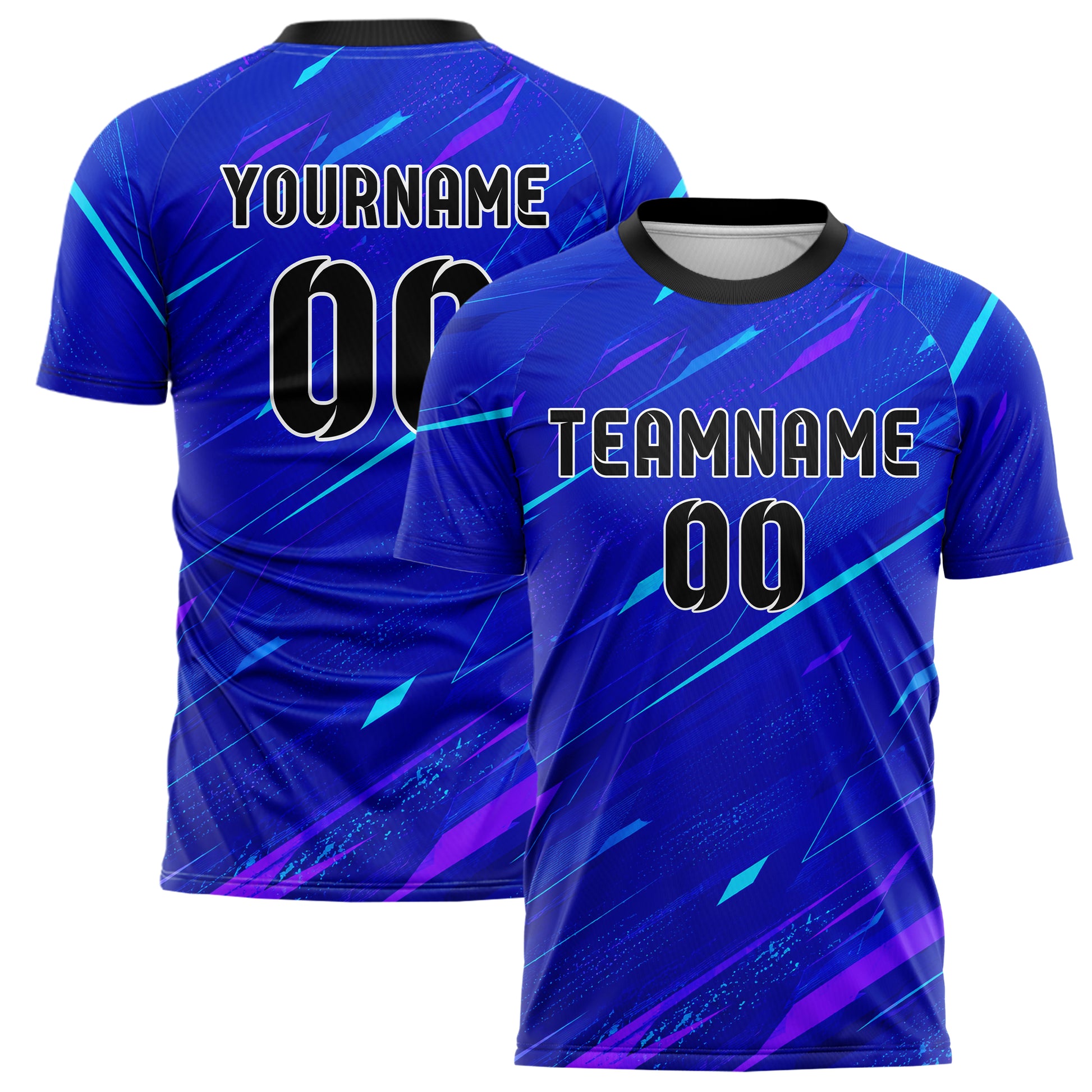 Royalblau lebendiges abstrakte Linien Speckles Line Accents Design 12-0224 individuelles Fußballtrikot main
