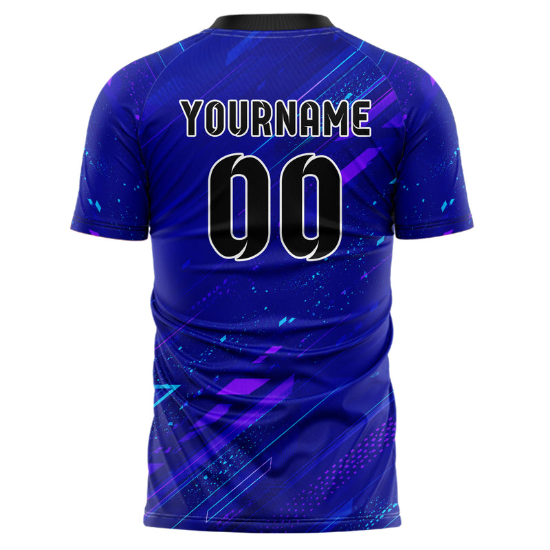 Royalblau lebendiges abstrakte Linien Speckles Line Accents Design 12-0368 individuelles Fußballtrikot back