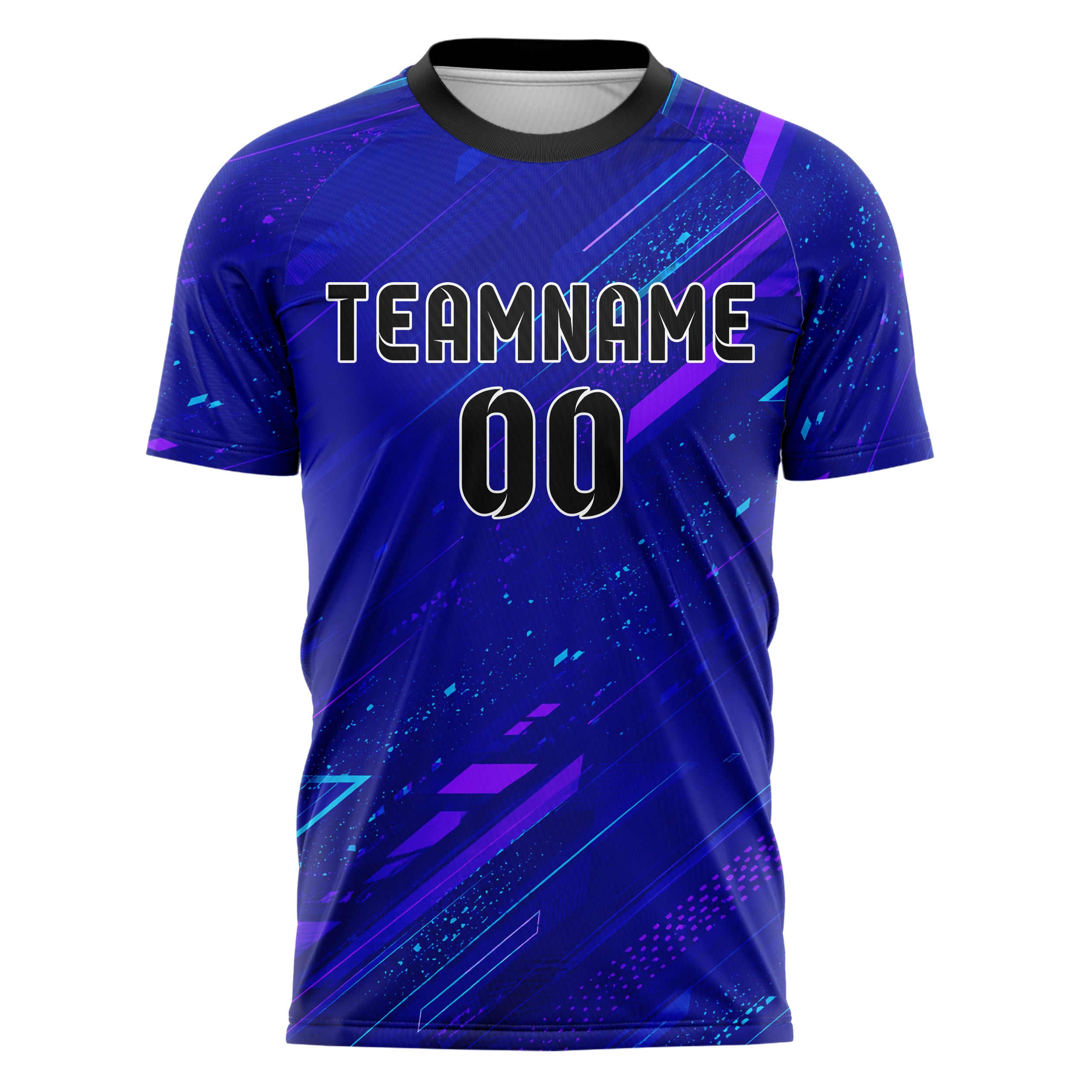 Royalblau lebendiges abstrakte Linien Speckles Line Accents Design 12-0368 individuelles Fußballtrikot front