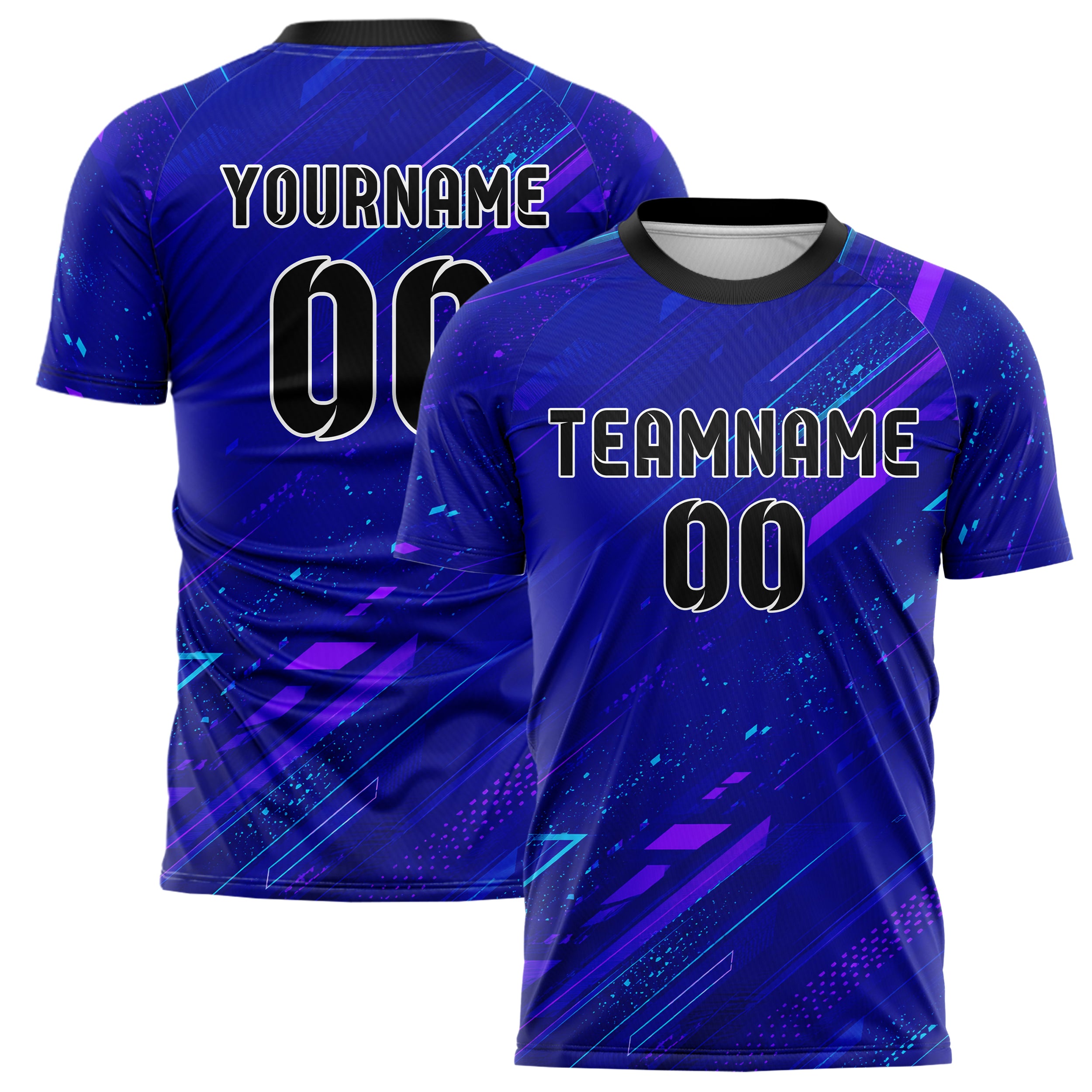 Royalblau lebendiges abstrakte Linien Speckles Line Accents Design 12-0368 individuelles Fußballtrikot main