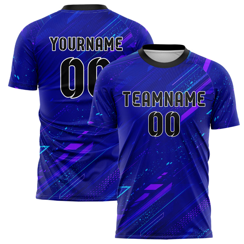 Royalblau lebendiges abstrakte Linien Speckles Line Accents Design 12-0368 individuelles Fußballtrikot main